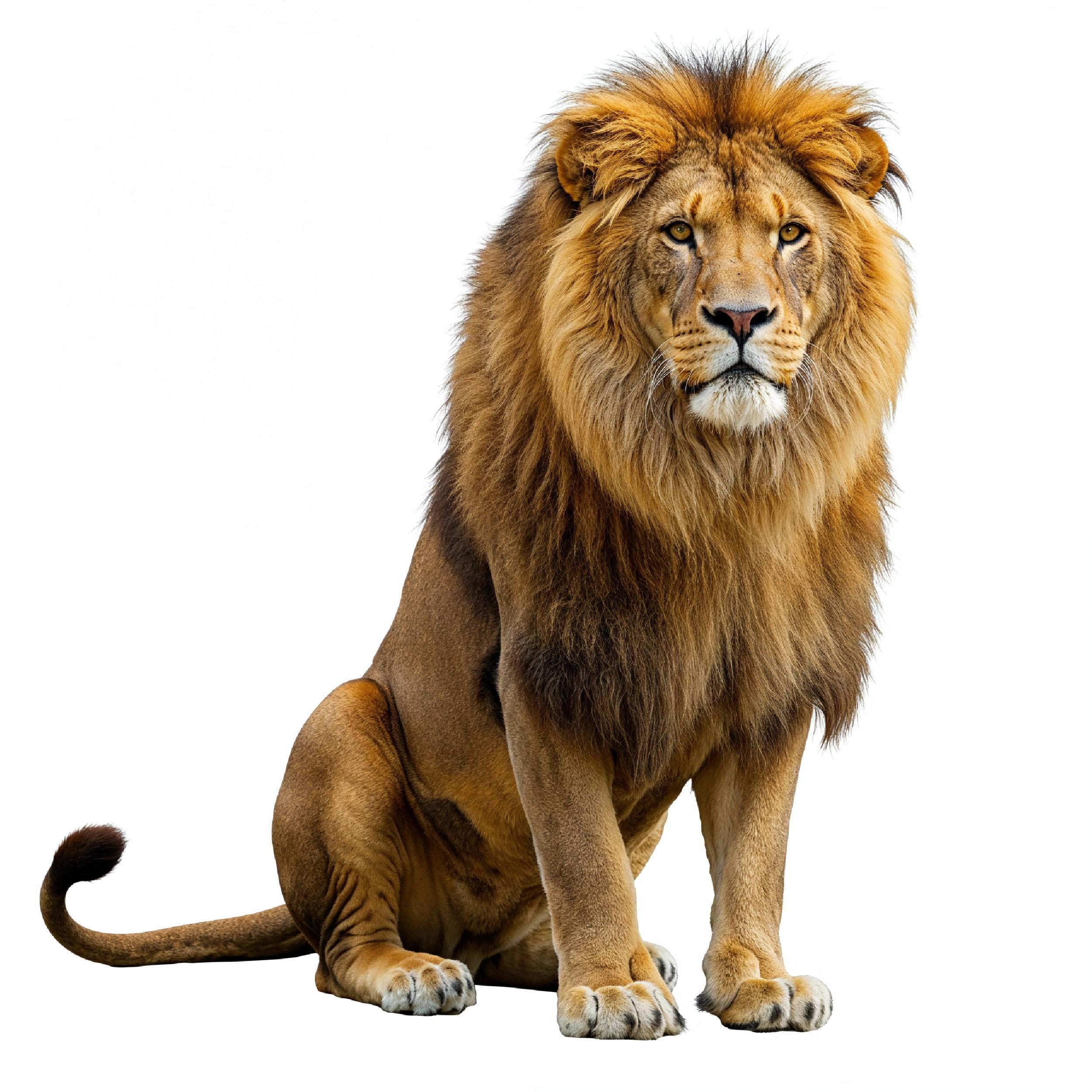 Lion Isolated on White Background Majestic Wildlife Animal Portrait