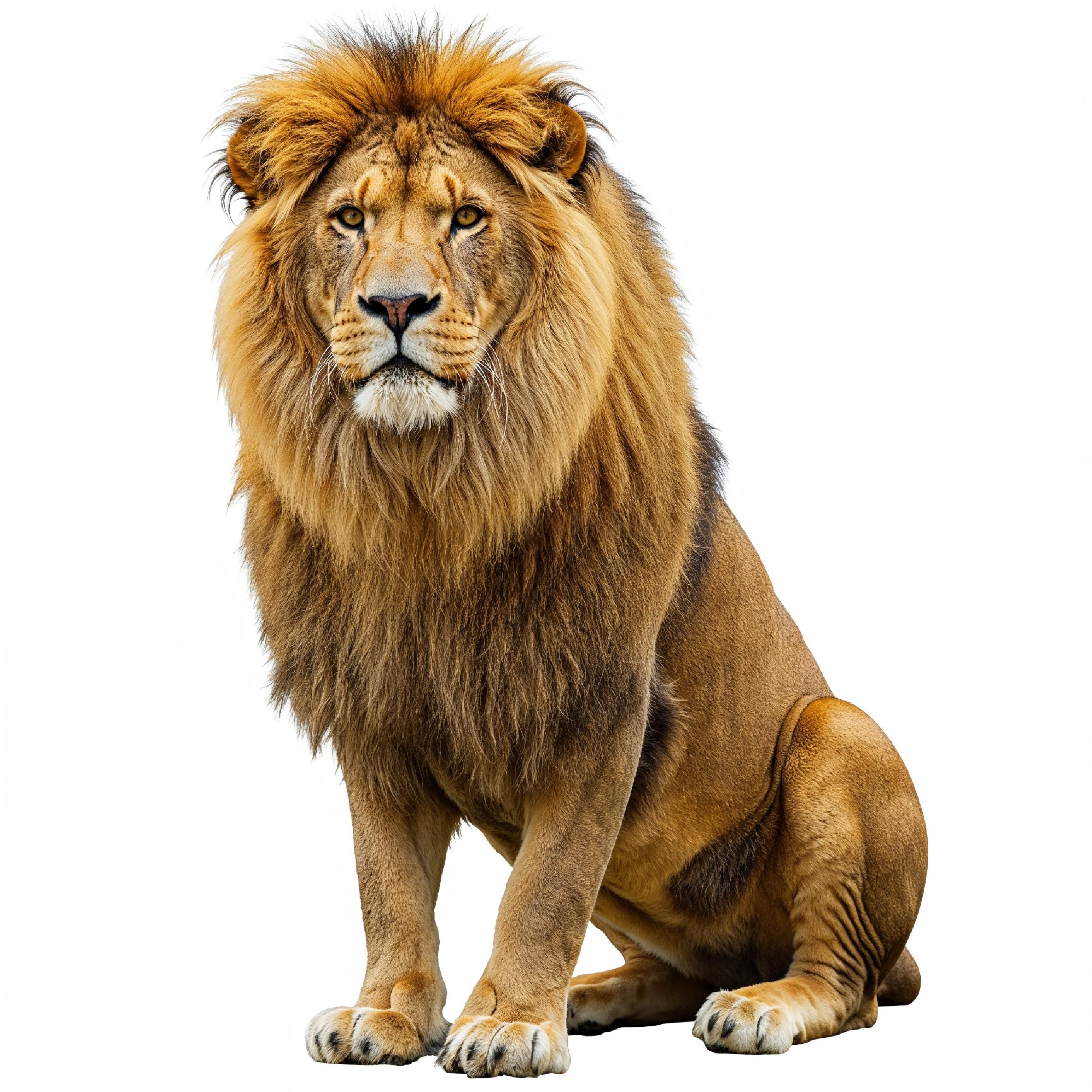 Lion Isolated on White Background Majestic Wildlife Animal Portrait