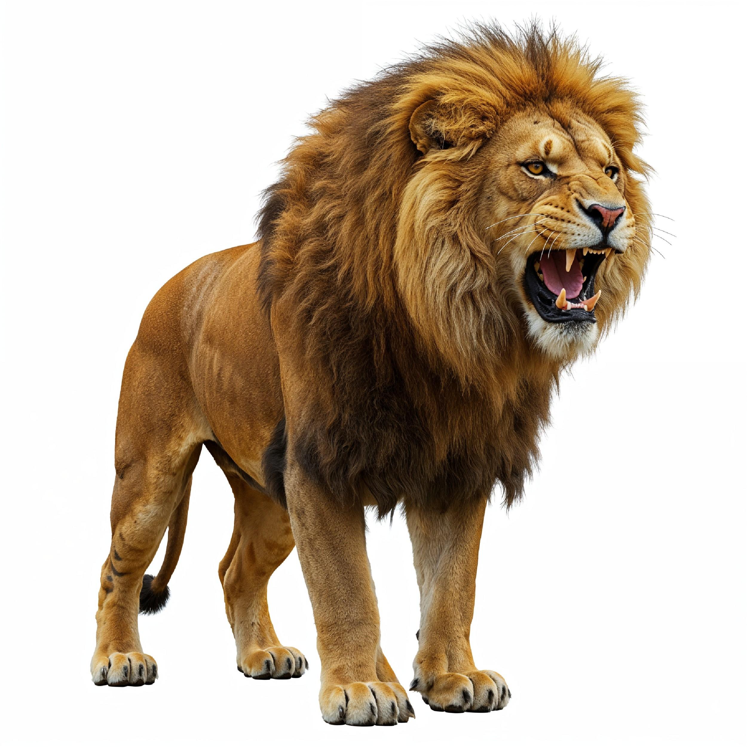 Lion Isolated on White Background Majestic Wildlife Animal Portrait