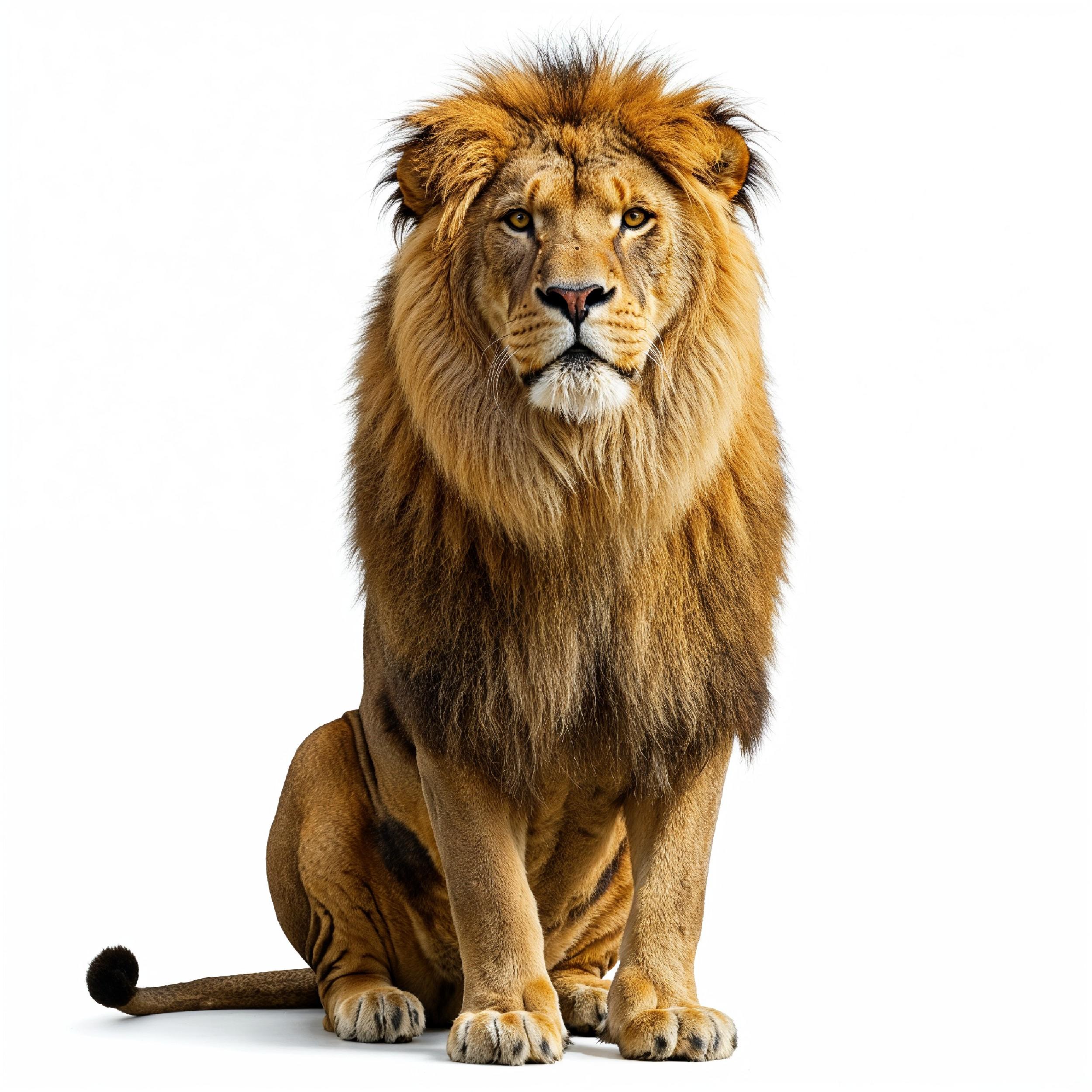Lion Isolated on White Background Majestic Wildlife Animal Portrait