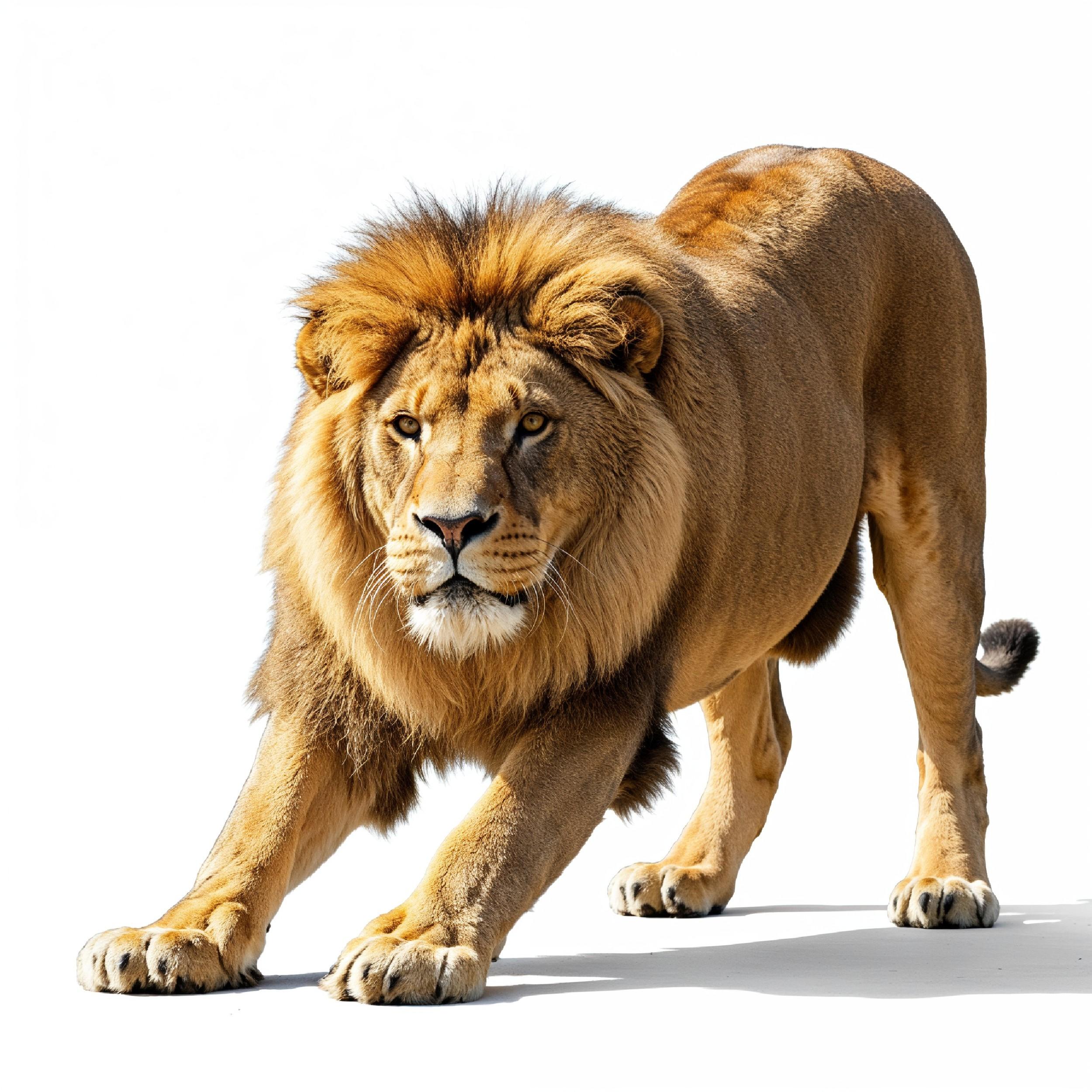 Lion Isolated on White Background Majestic Wildlife Animal Portrait