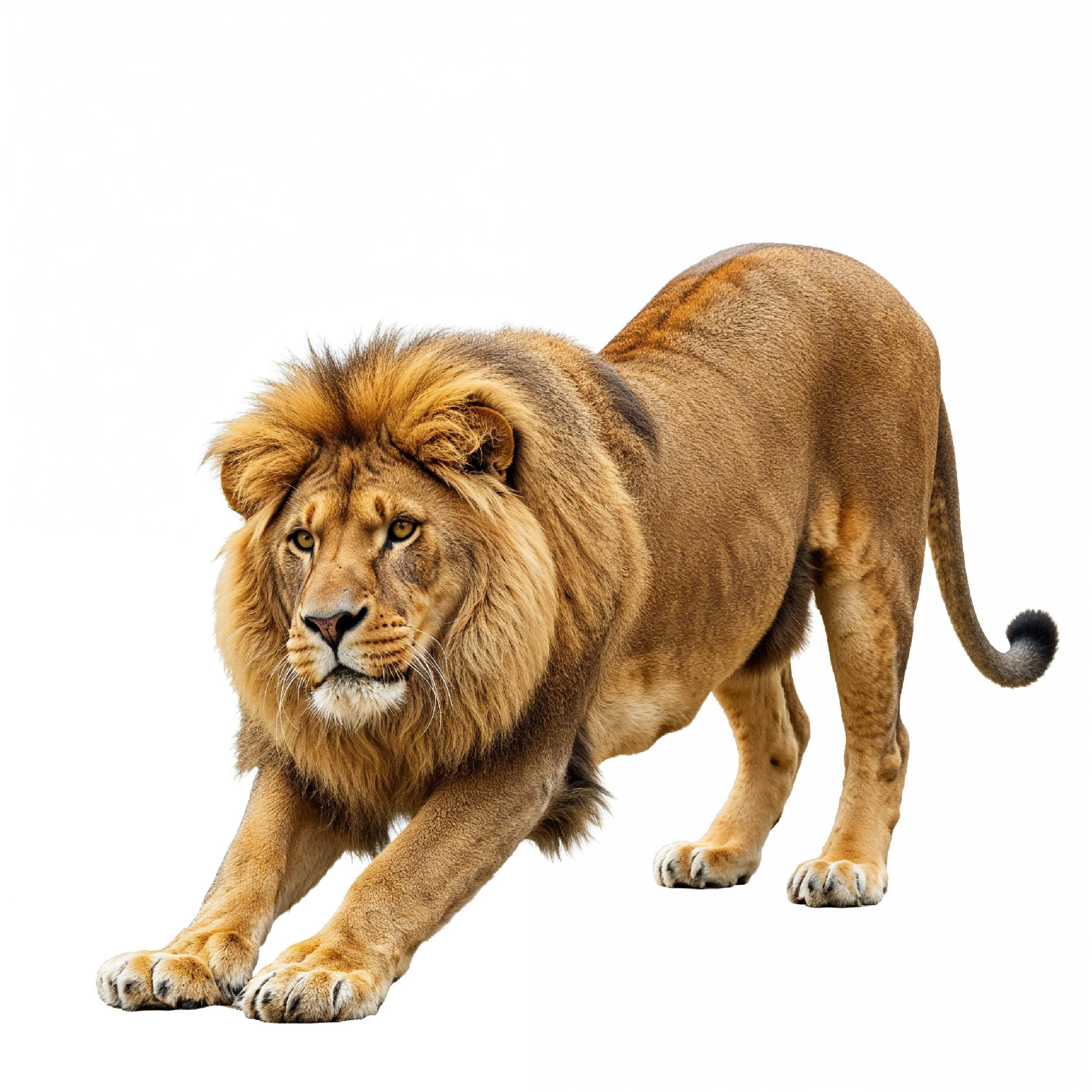 Lion Isolated on White Background Majestic Wildlife Animal Portrait