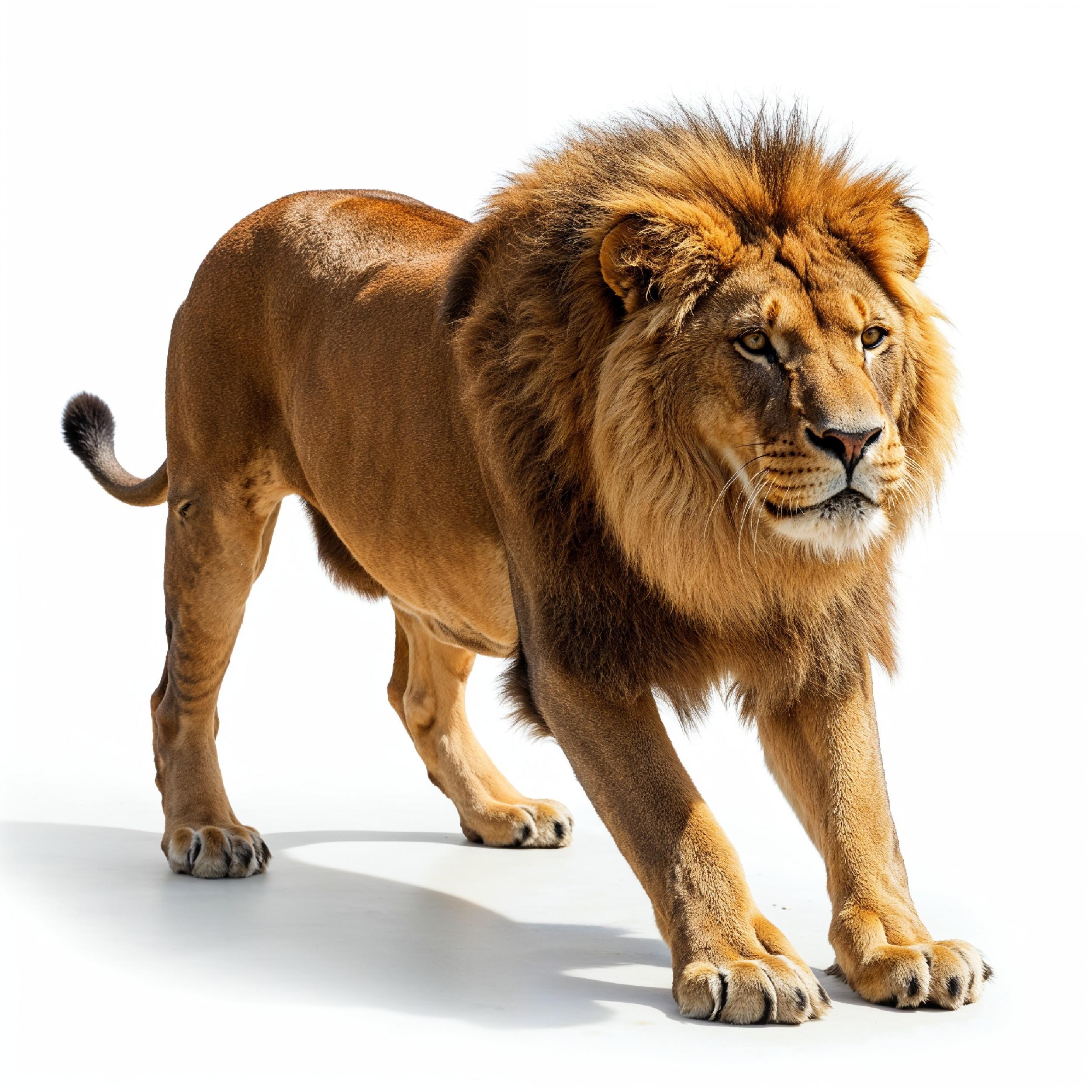 Lion Isolated on White Background Majestic Wildlife Animal Portrait