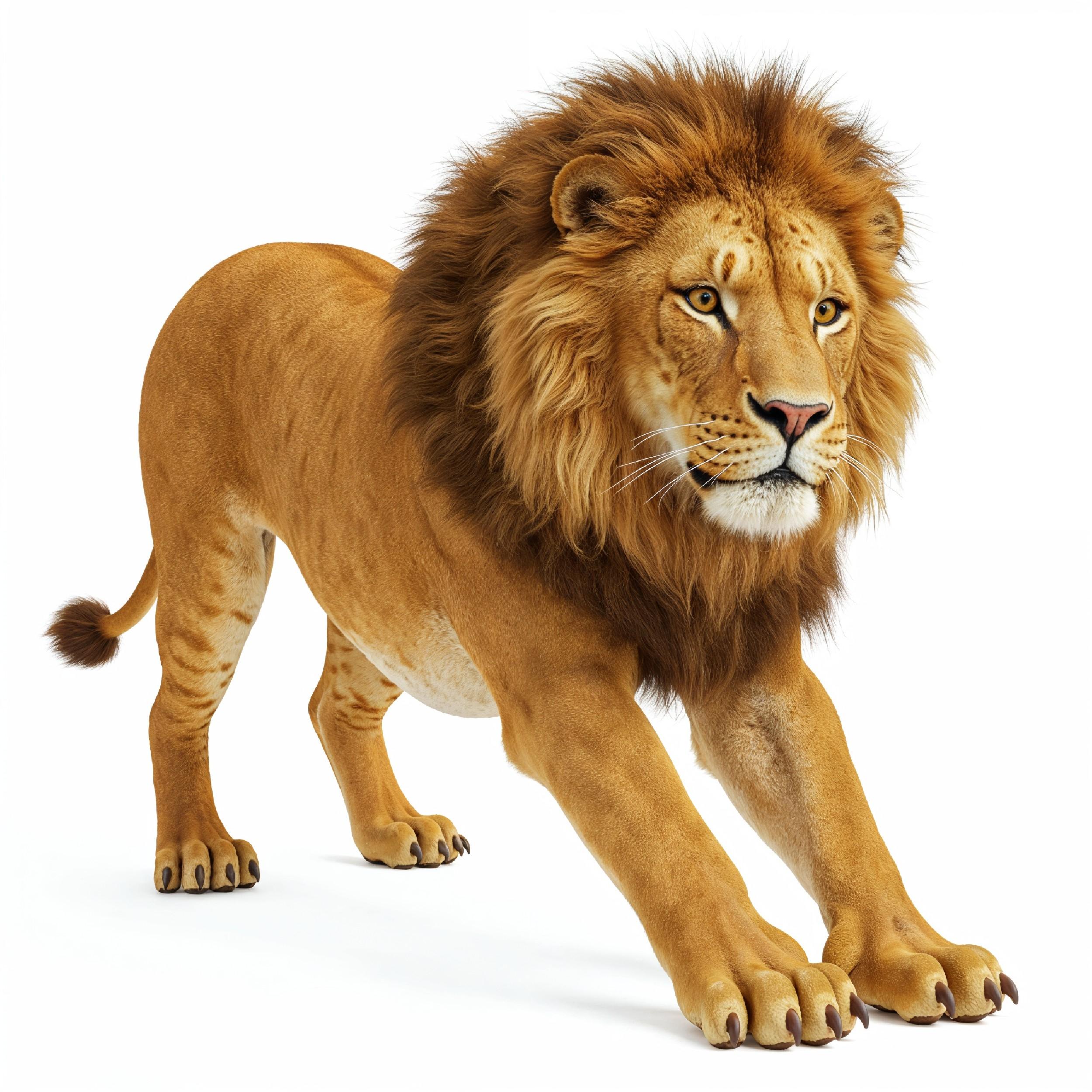 Lion Isolated on White Background Majestic Wildlife Animal Portrait