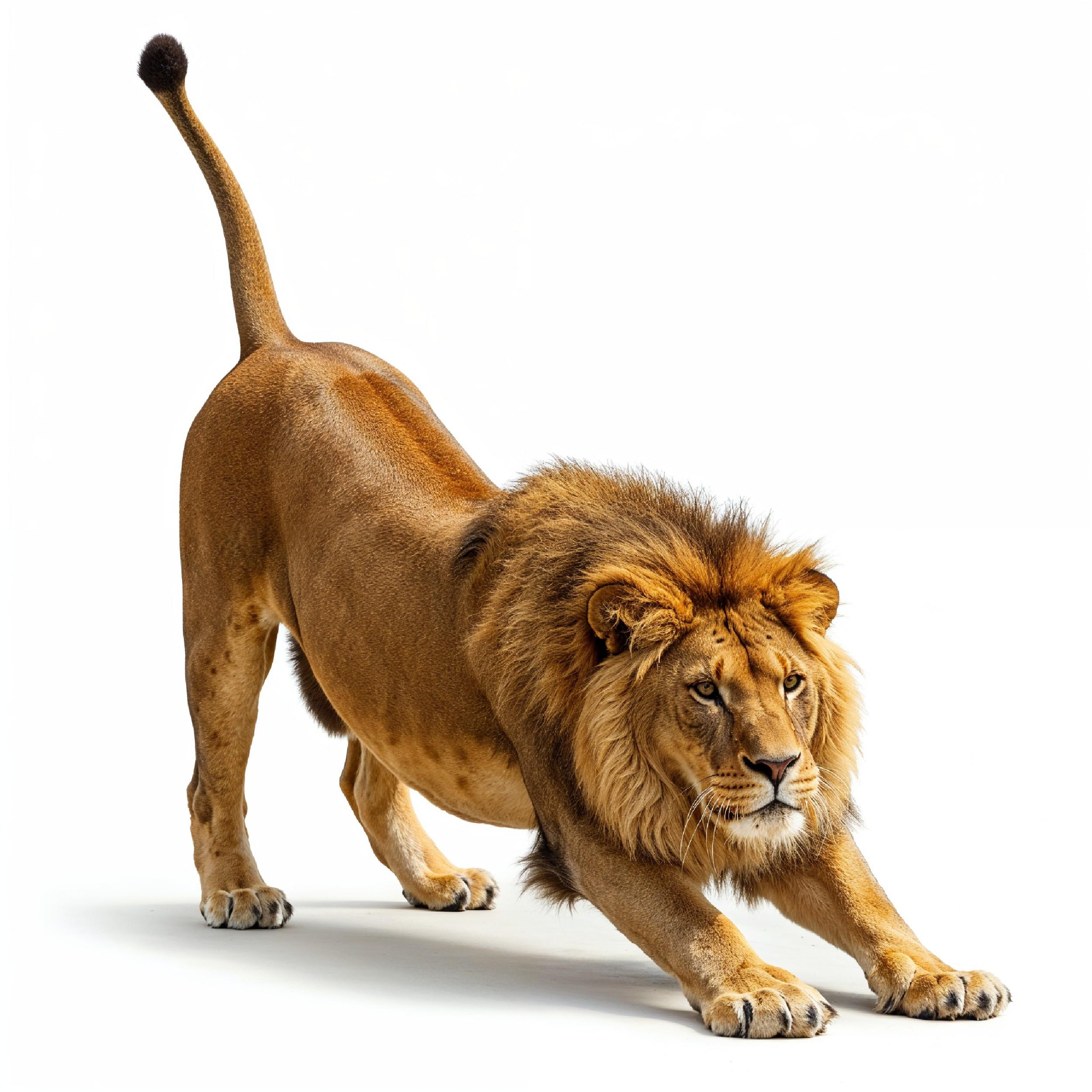 Lion Isolated on White Background Majestic Wildlife Animal Portrait