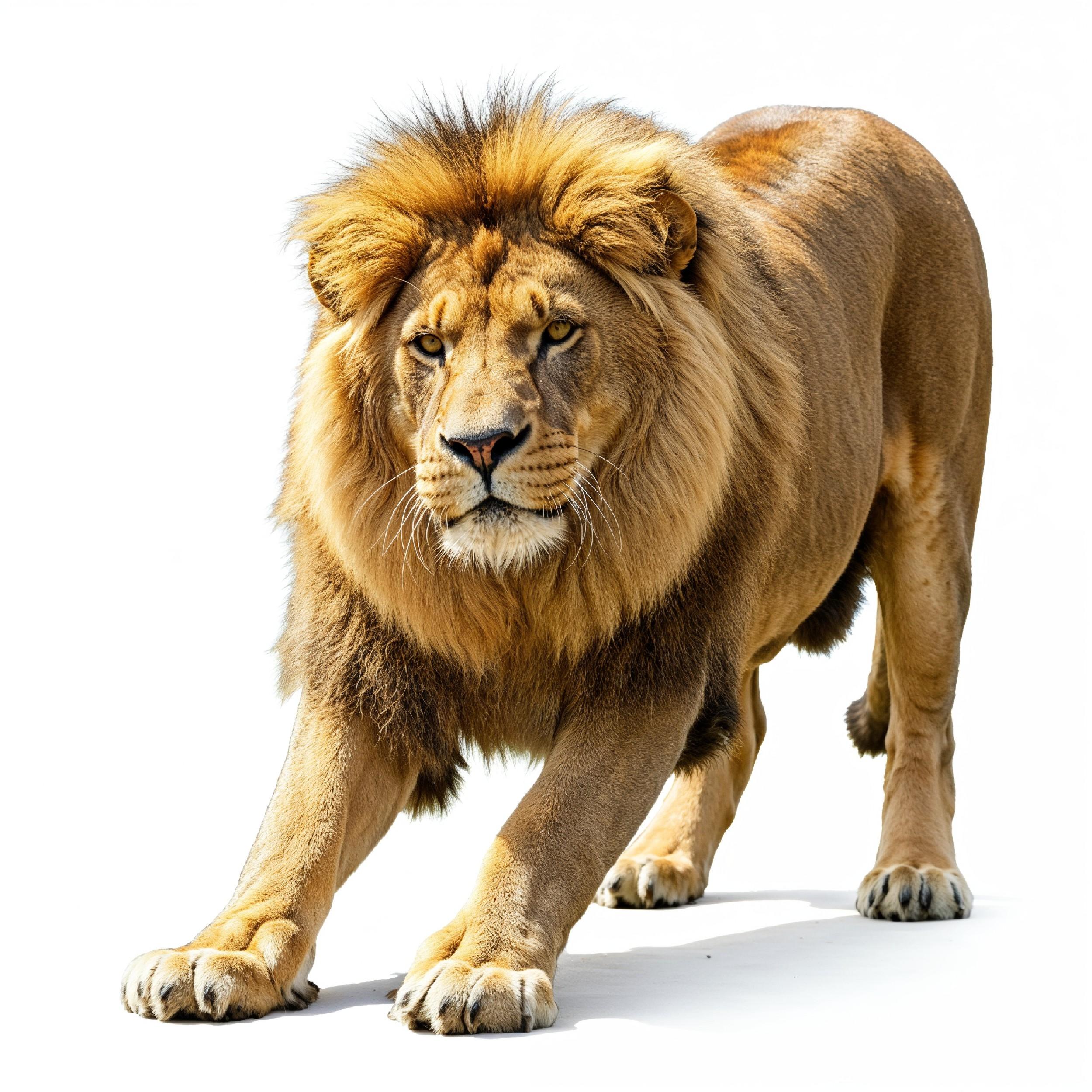 Lion Isolated on White Background Majestic Wildlife Animal Portrait