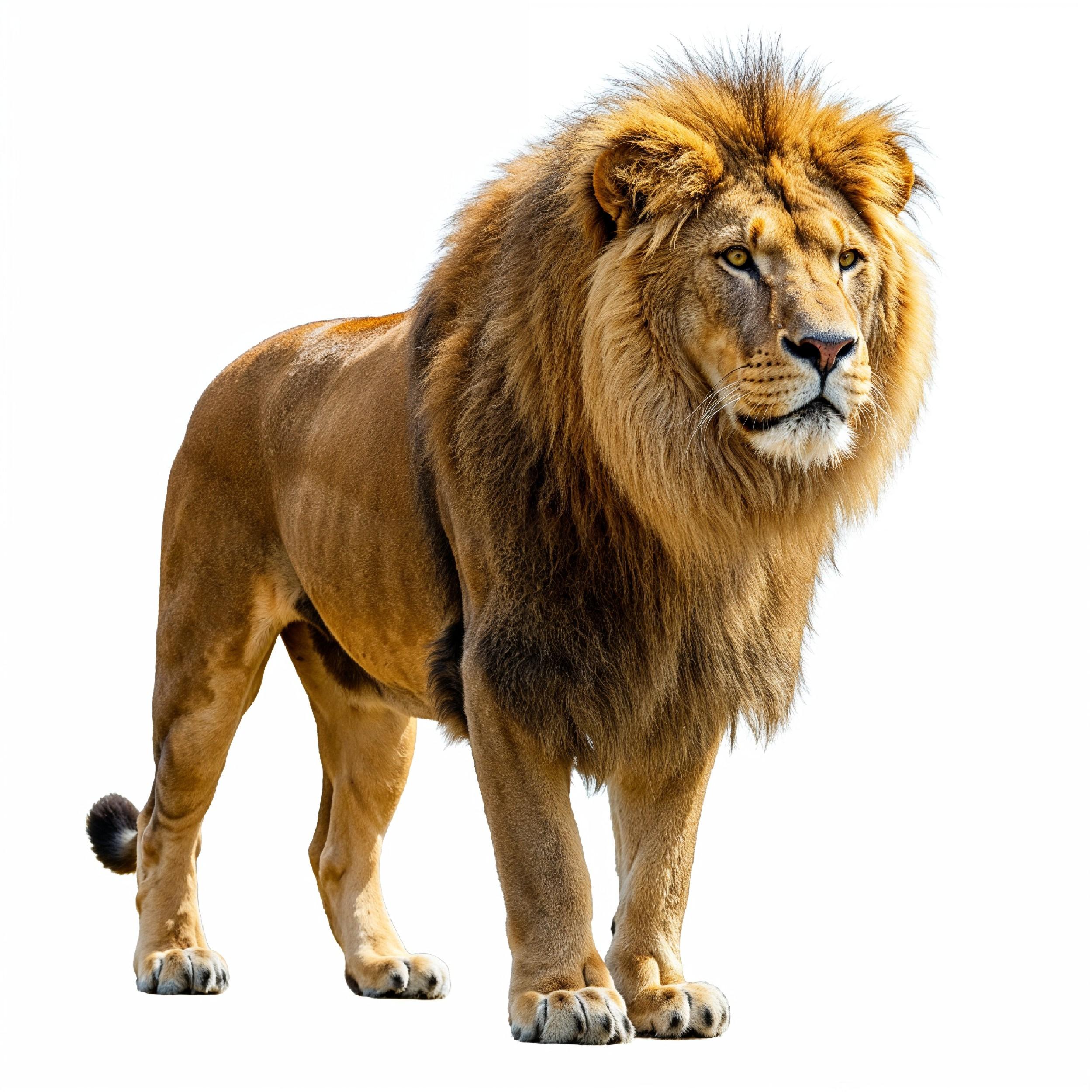 Lion Isolated on White Background Majestic Wildlife Animal Portrait