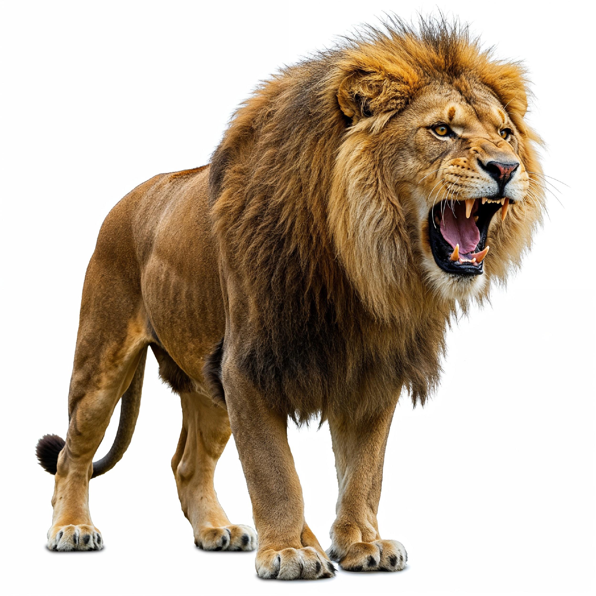 Lion Isolated on White Background Majestic Wildlife Animal Portrait