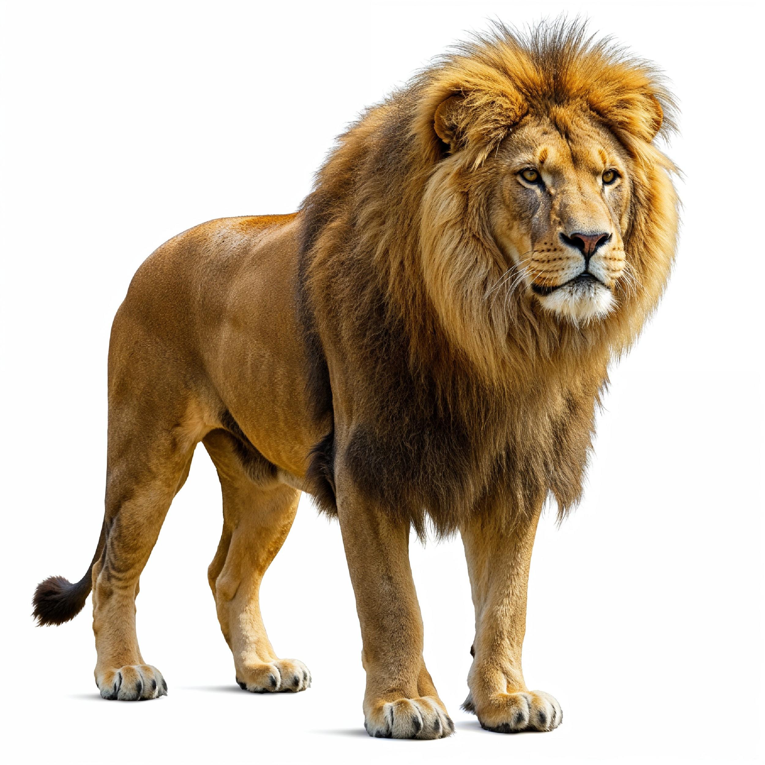 Lion Isolated on White Background Majestic Wildlife Animal Portrait