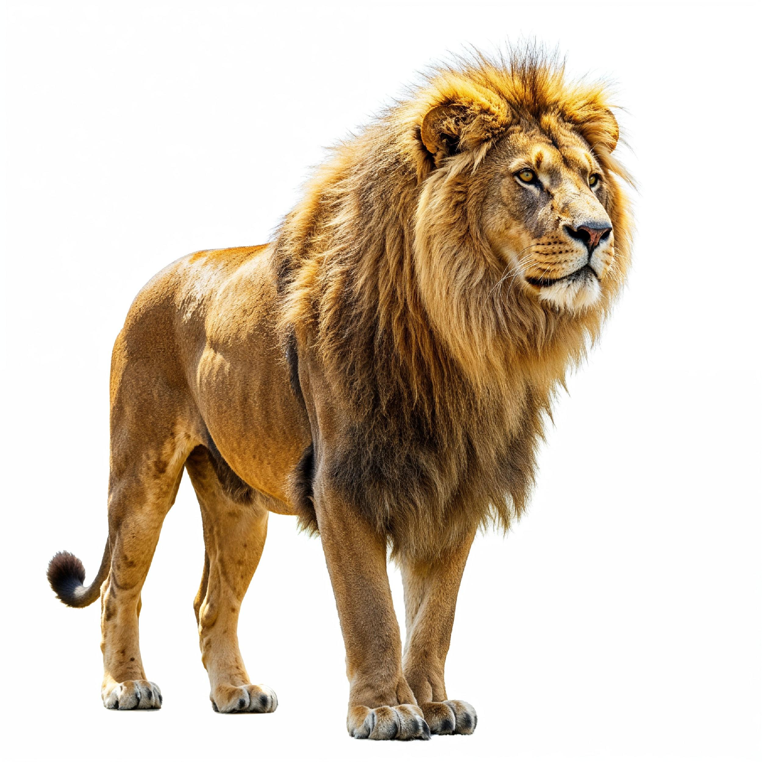 Lion Isolated on White Background Majestic Wildlife Animal Portrait