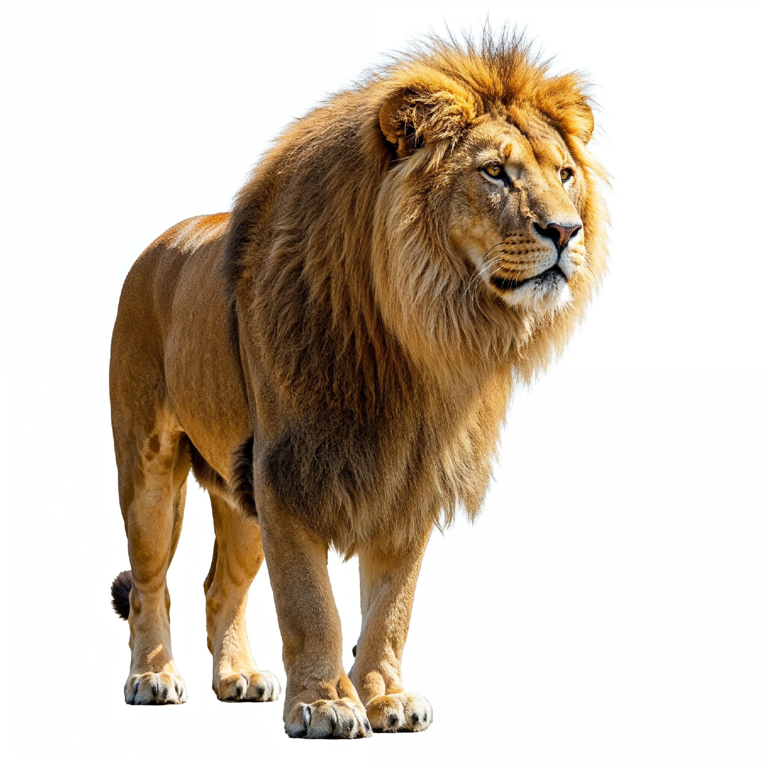 Lion Isolated on White Background Majestic Wildlife Animal Portrait