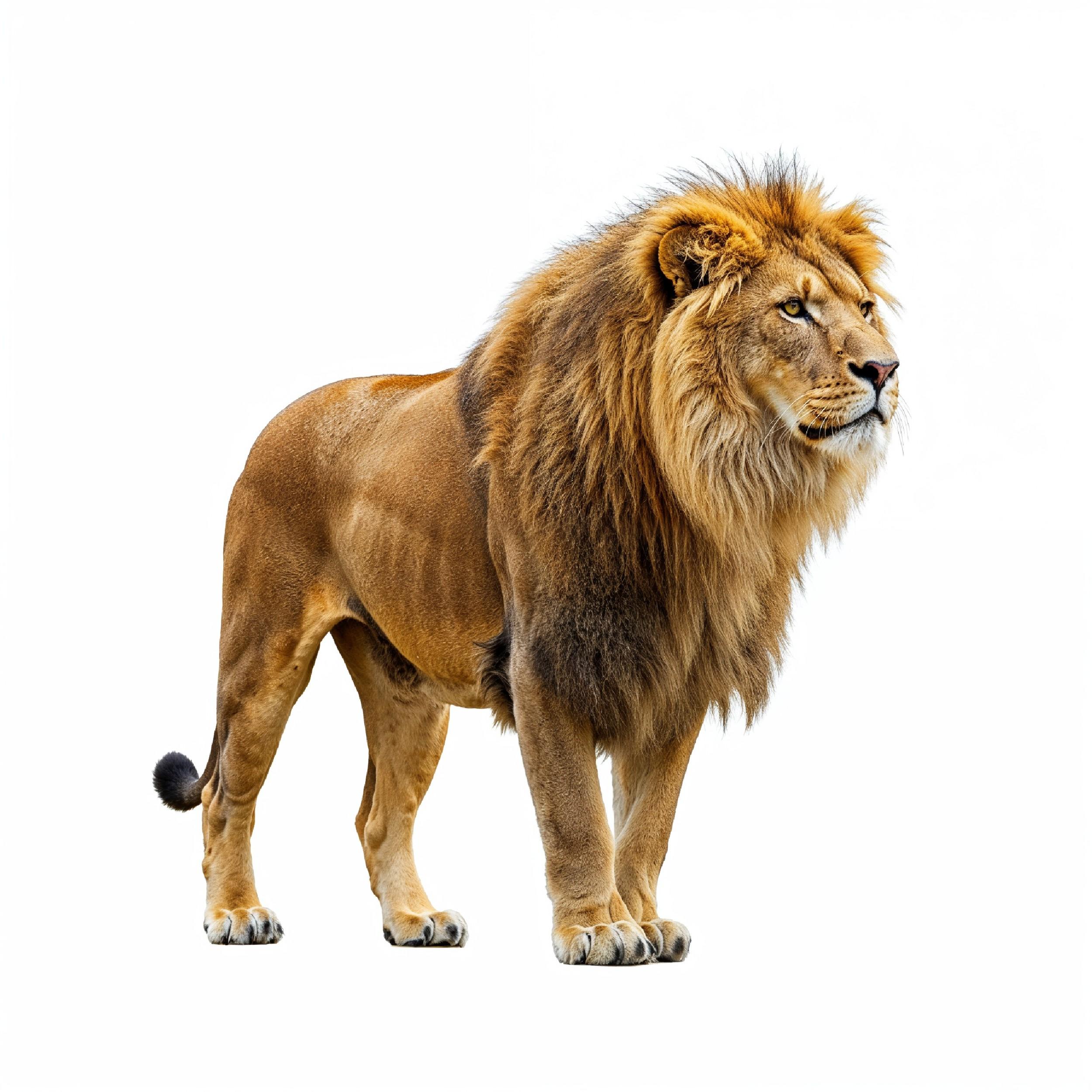 Lion Isolated on White Background Majestic Wildlife Animal Portrait
