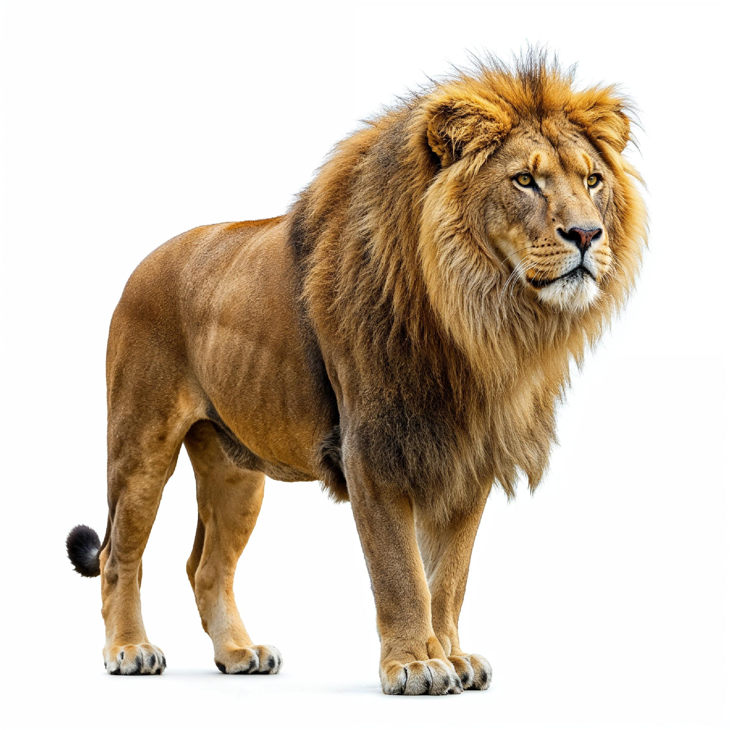 Lion Isolated on White Background Majestic Wildlife Animal Portrait
