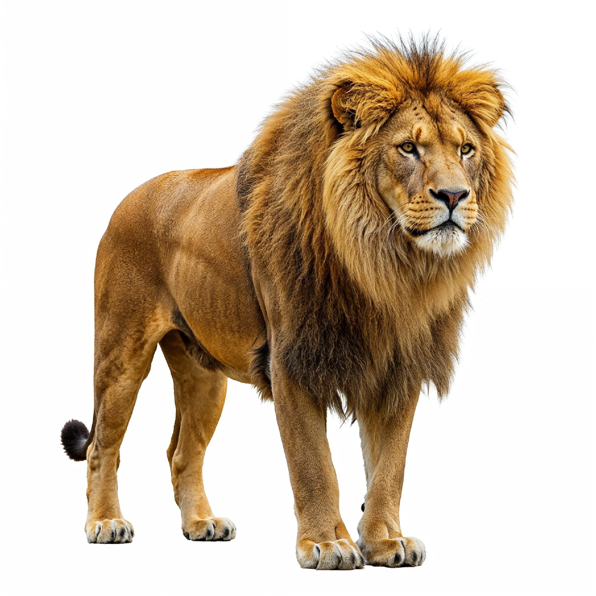 Lion Isolated on White Background Majestic Wildlife Animal Portrait