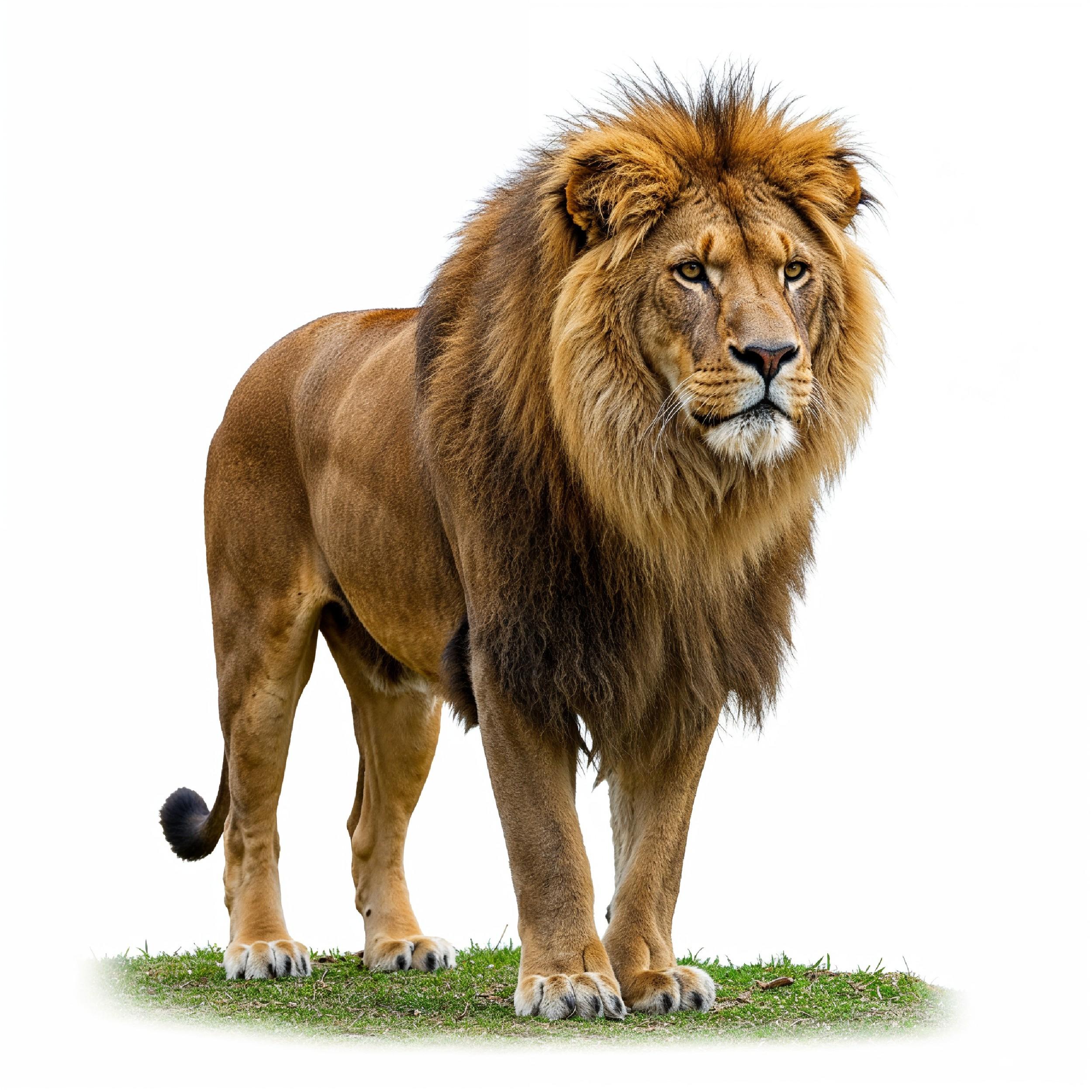 Lion Isolated on White Background Majestic Wildlife Animal Portrait