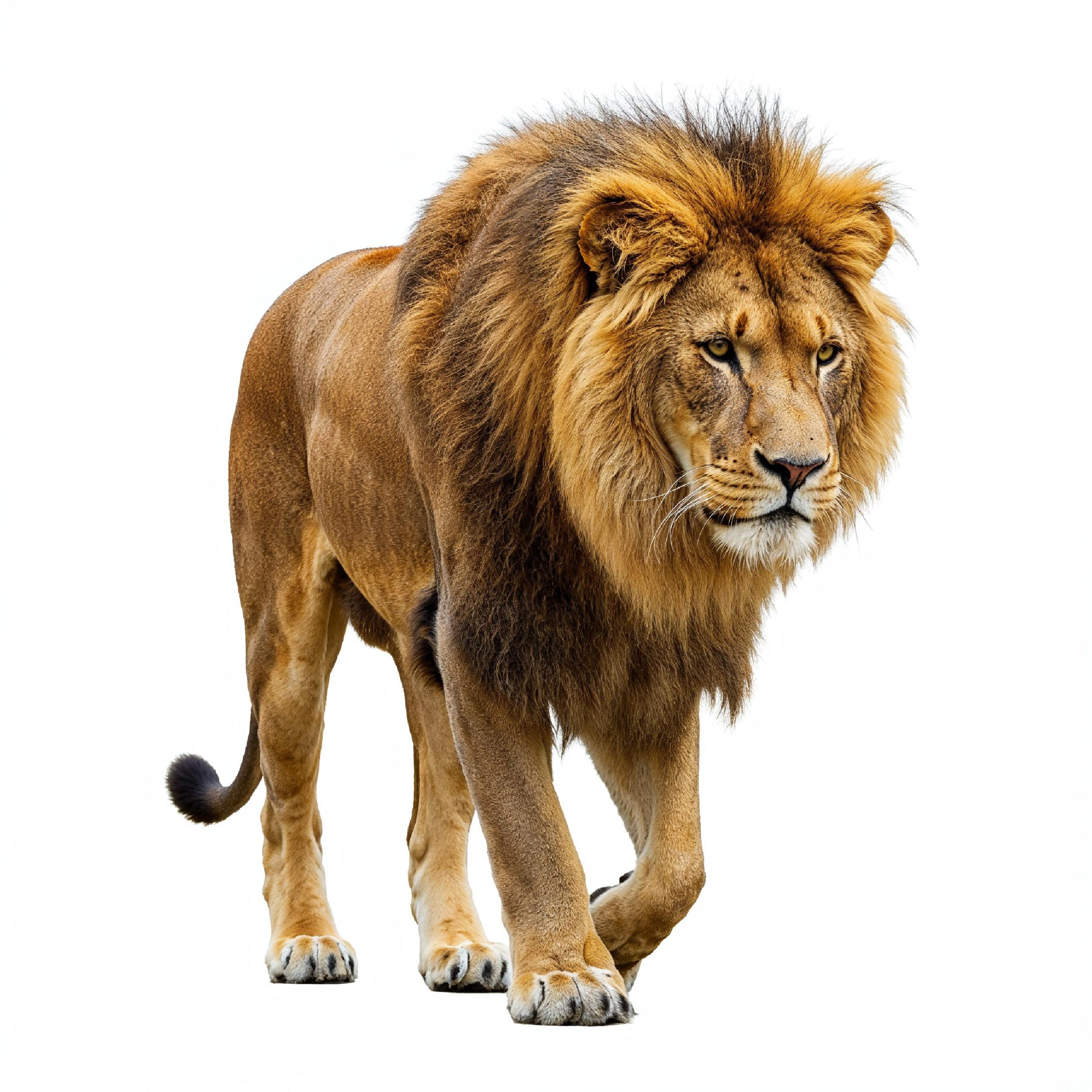 Lion Isolated on White Background Majestic Wildlife Animal Portrait