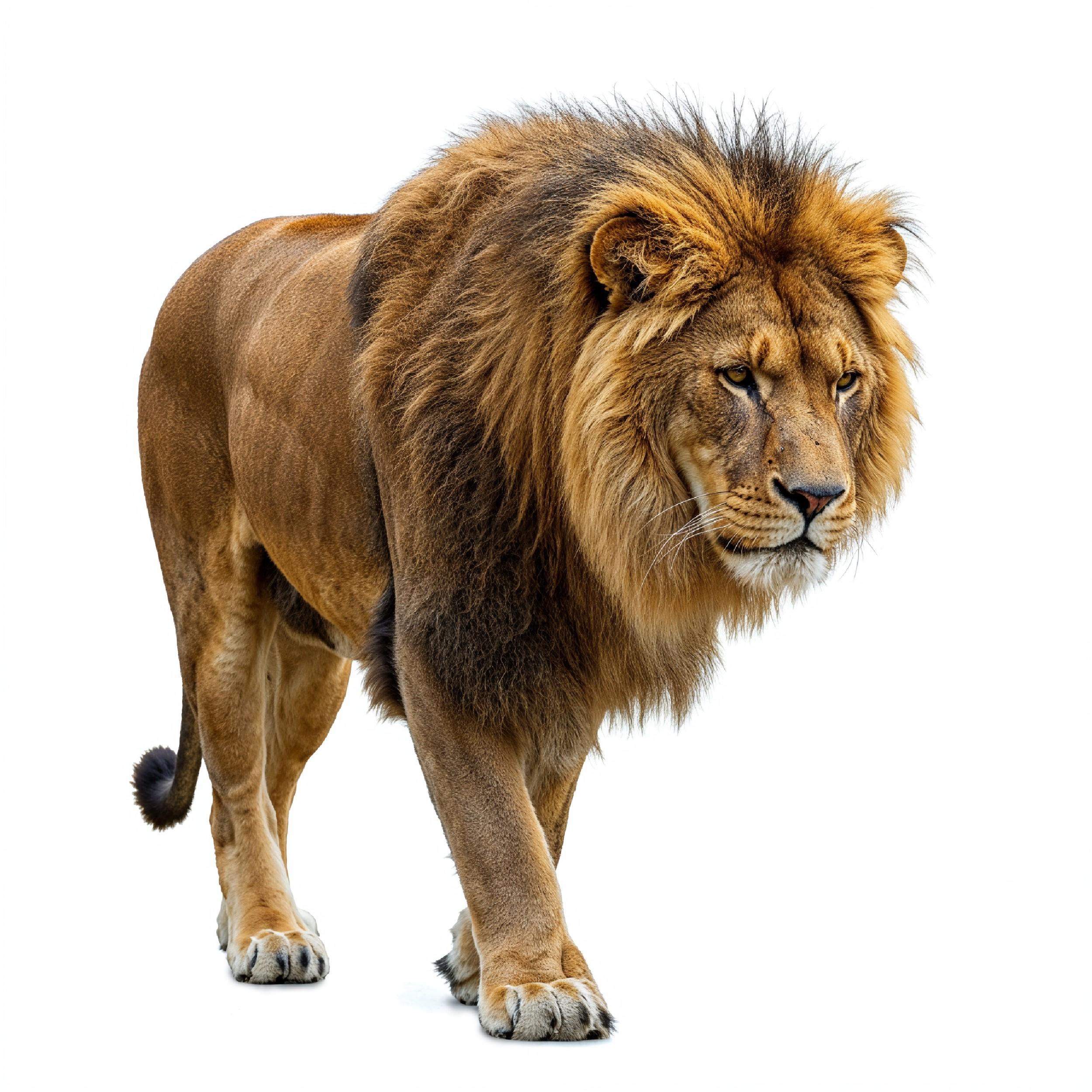 Lion Isolated on White Background Majestic Wildlife Animal Portrait