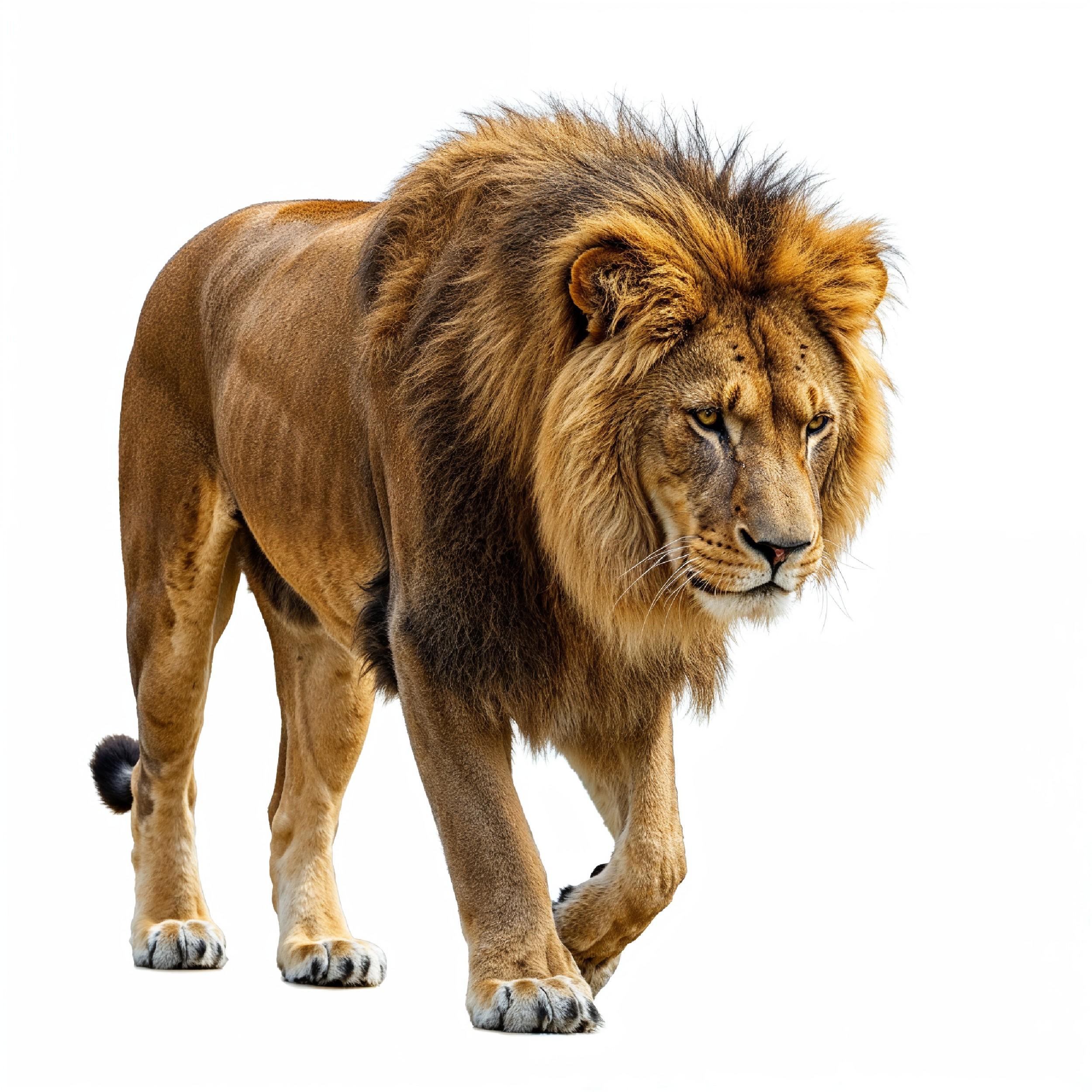 Lion Isolated on White Background Majestic Wildlife Animal Portrait