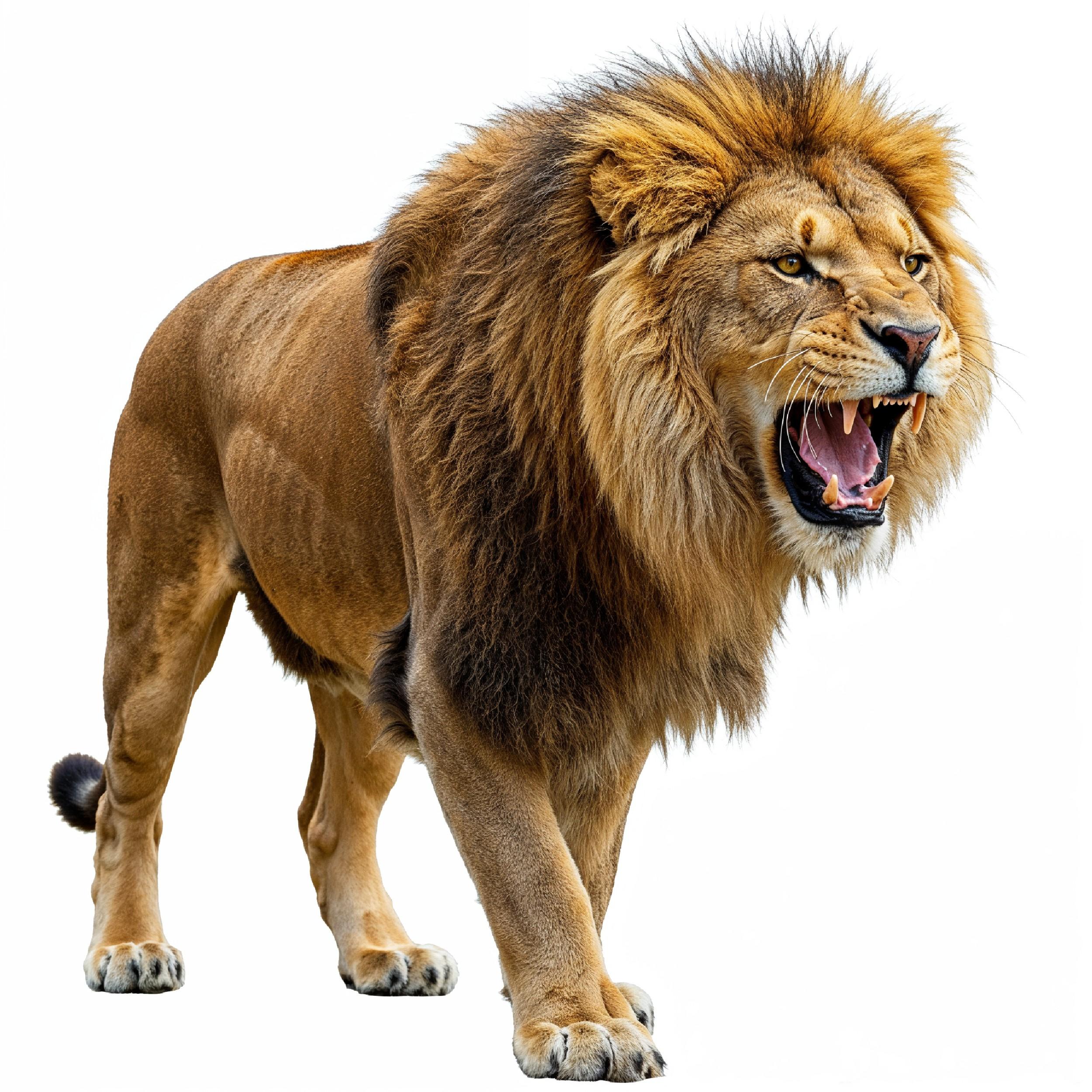 Lion Isolated on White Background Majestic Wildlife Animal Portrait