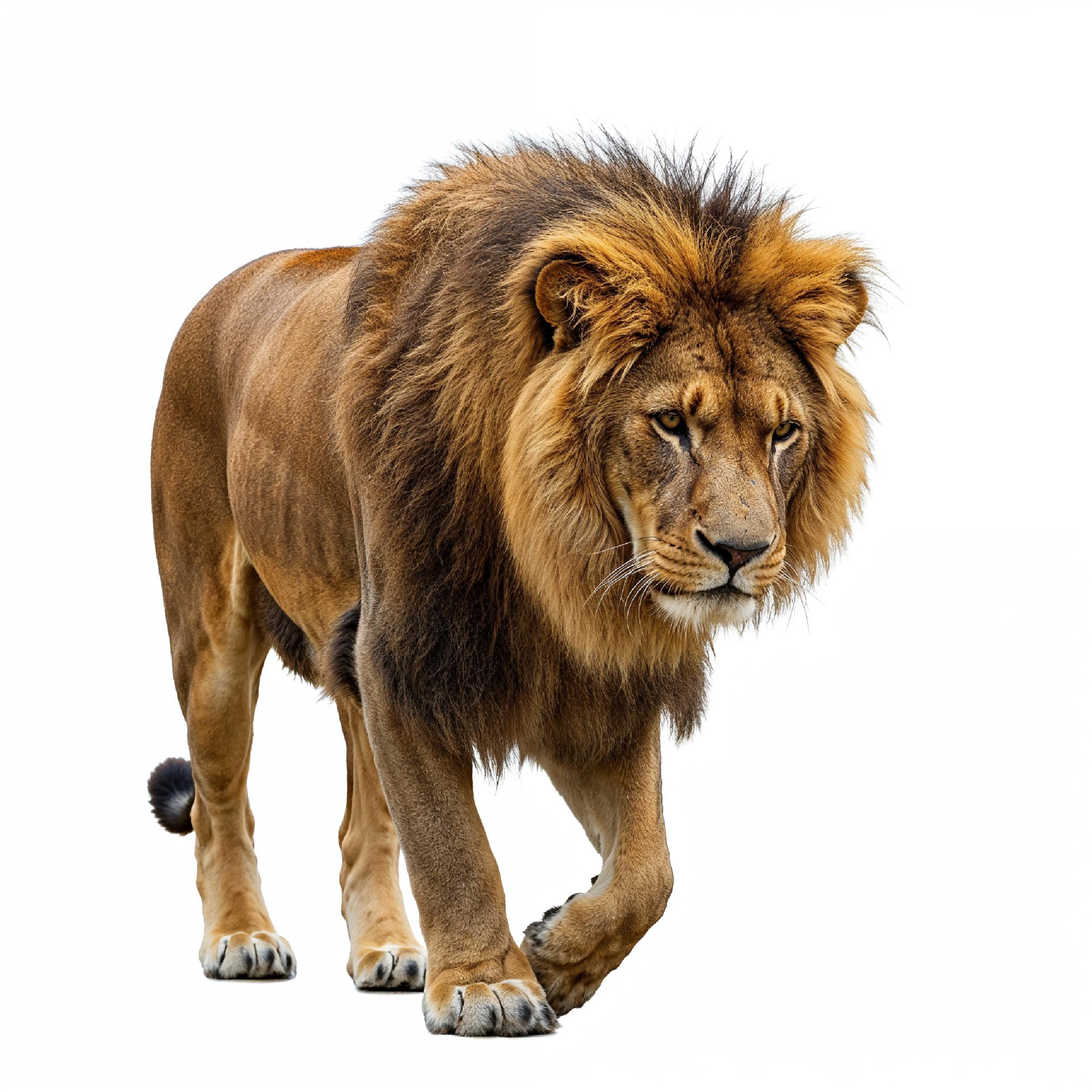 Lion Isolated on White Background Majestic Wildlife Animal Portrait