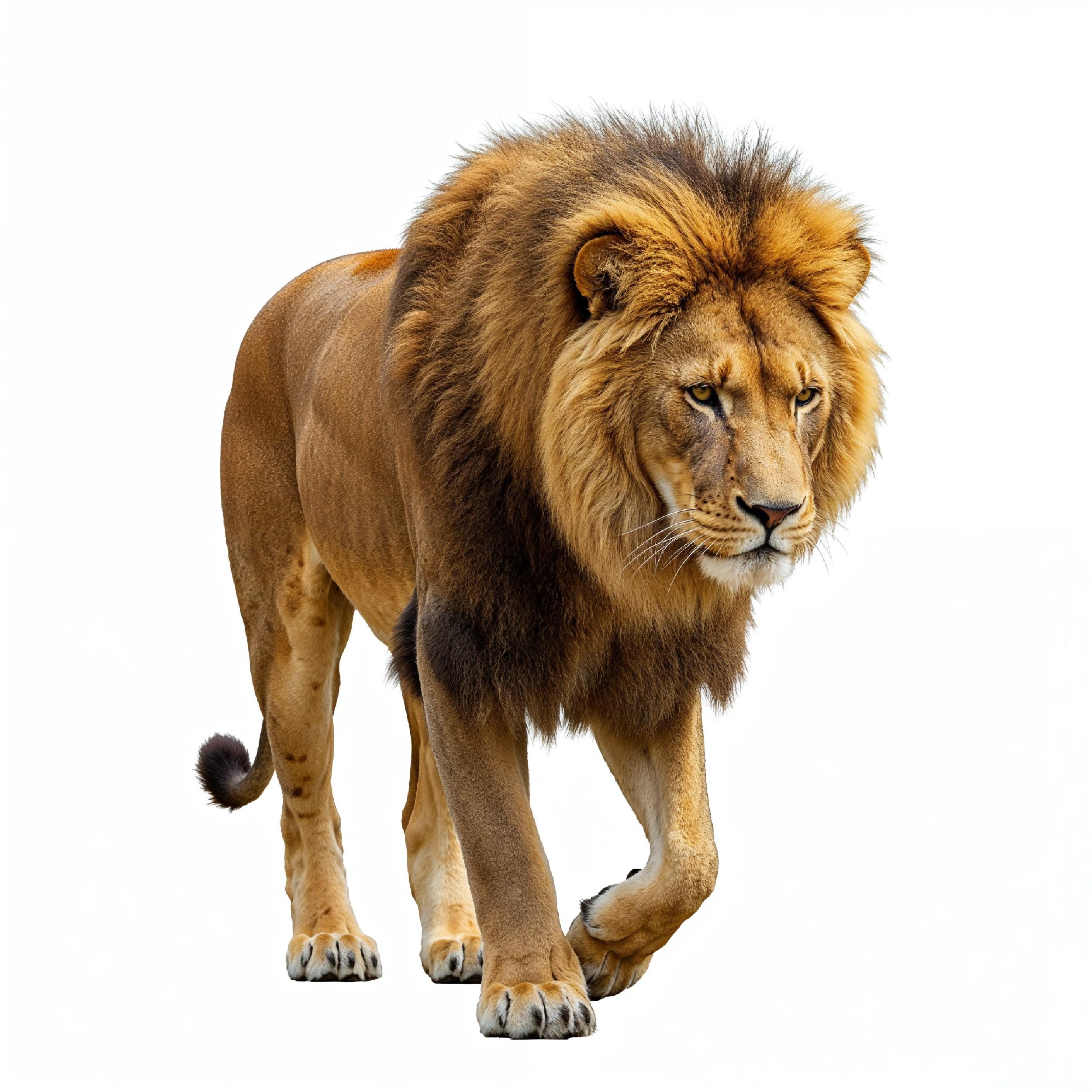 Lion Isolated on White Background Majestic Wildlife Animal Portrait