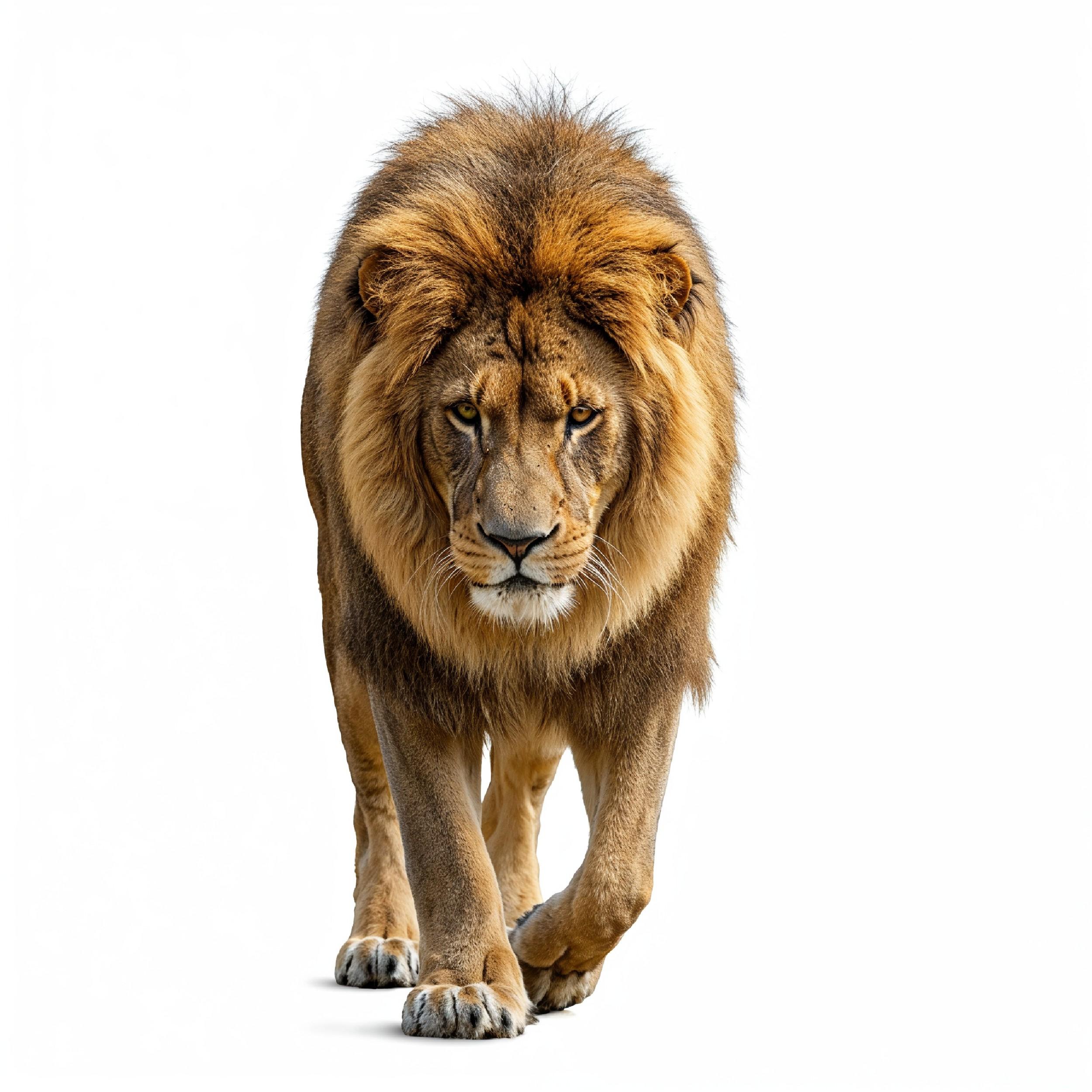Lion Isolated on White Background Majestic Wildlife Animal Portrait