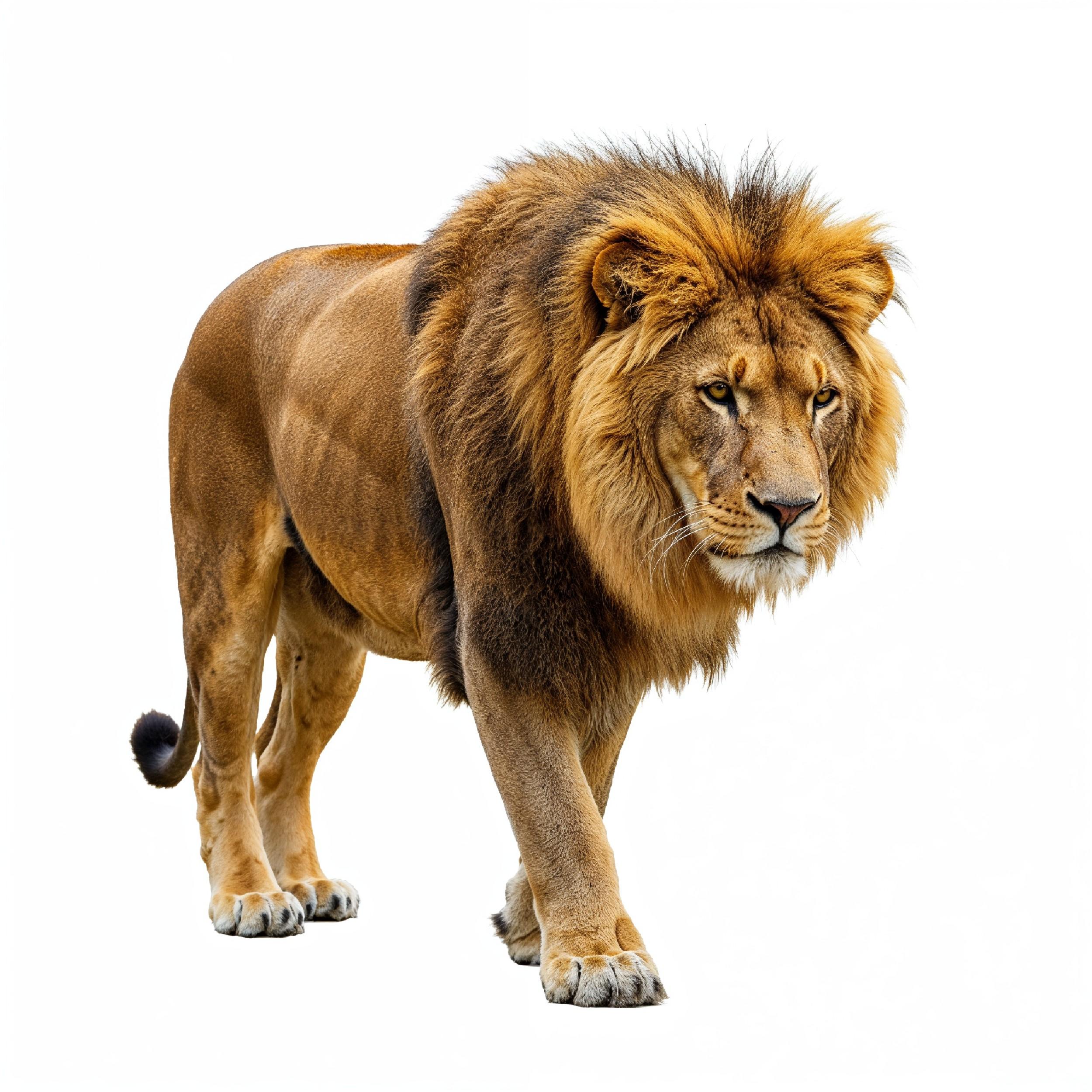 Lion Isolated on White Background Majestic Wildlife Animal Portrait