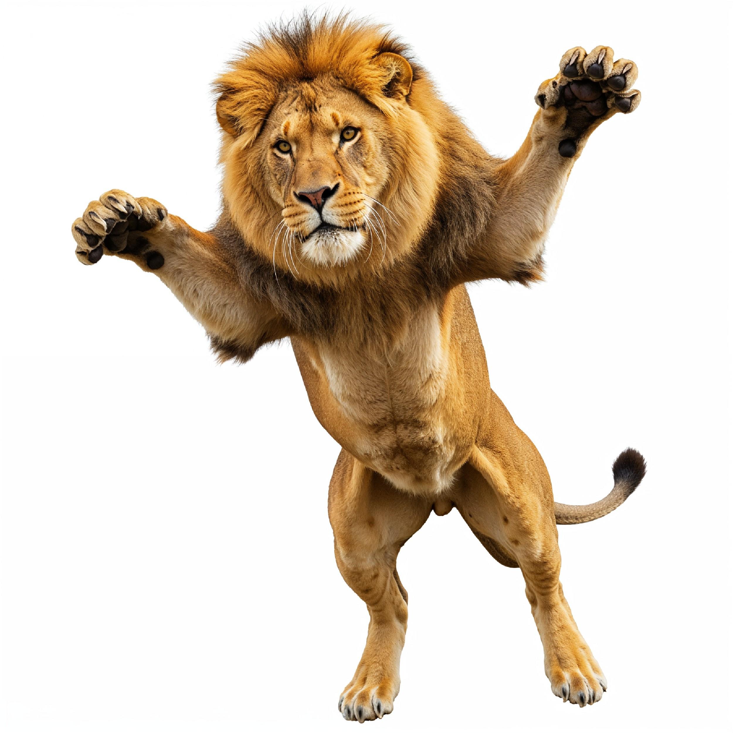 Lion Isolated on White Background Majestic Wildlife Animal Portrait
