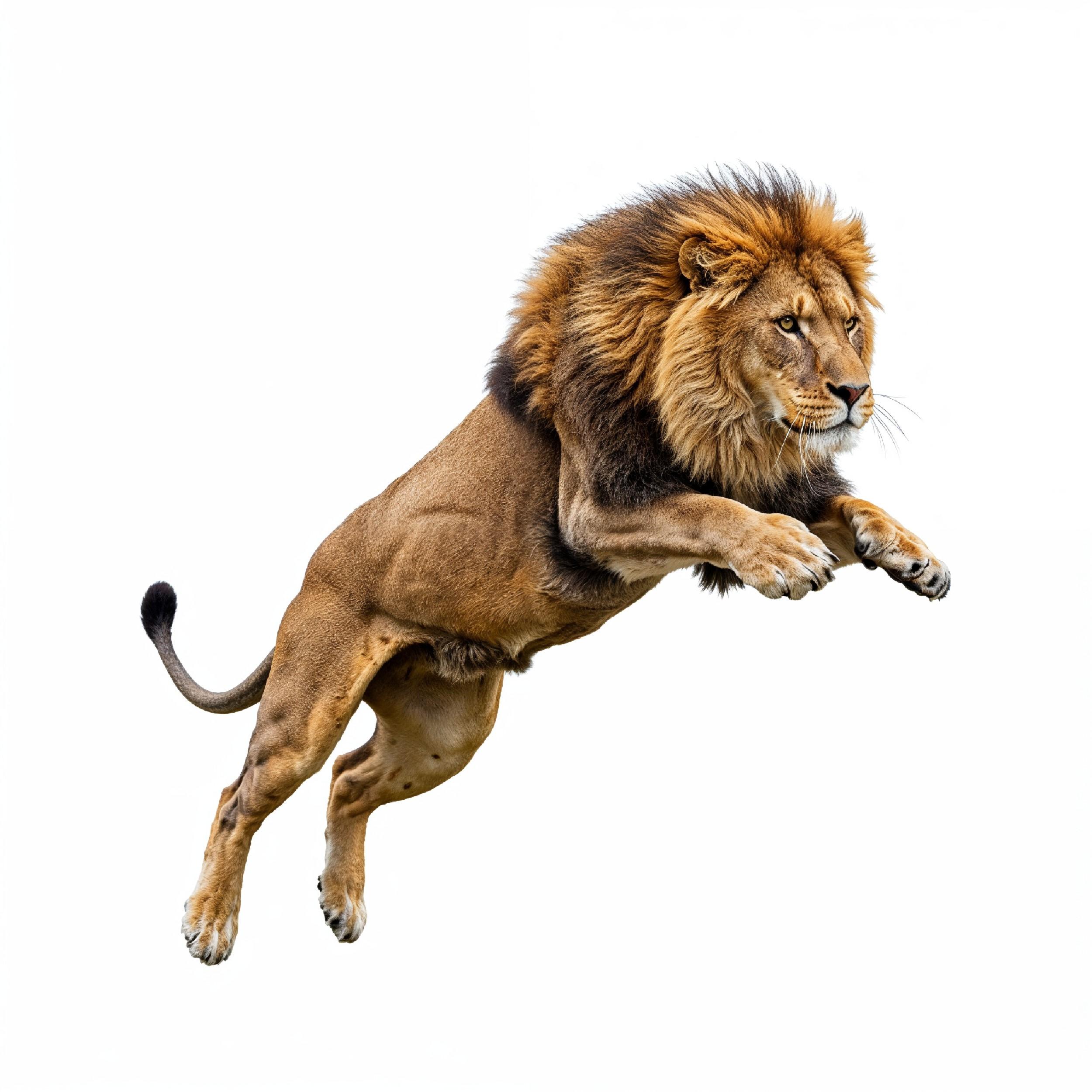 Lion Isolated on White Background Majestic Wildlife Animal Portrait