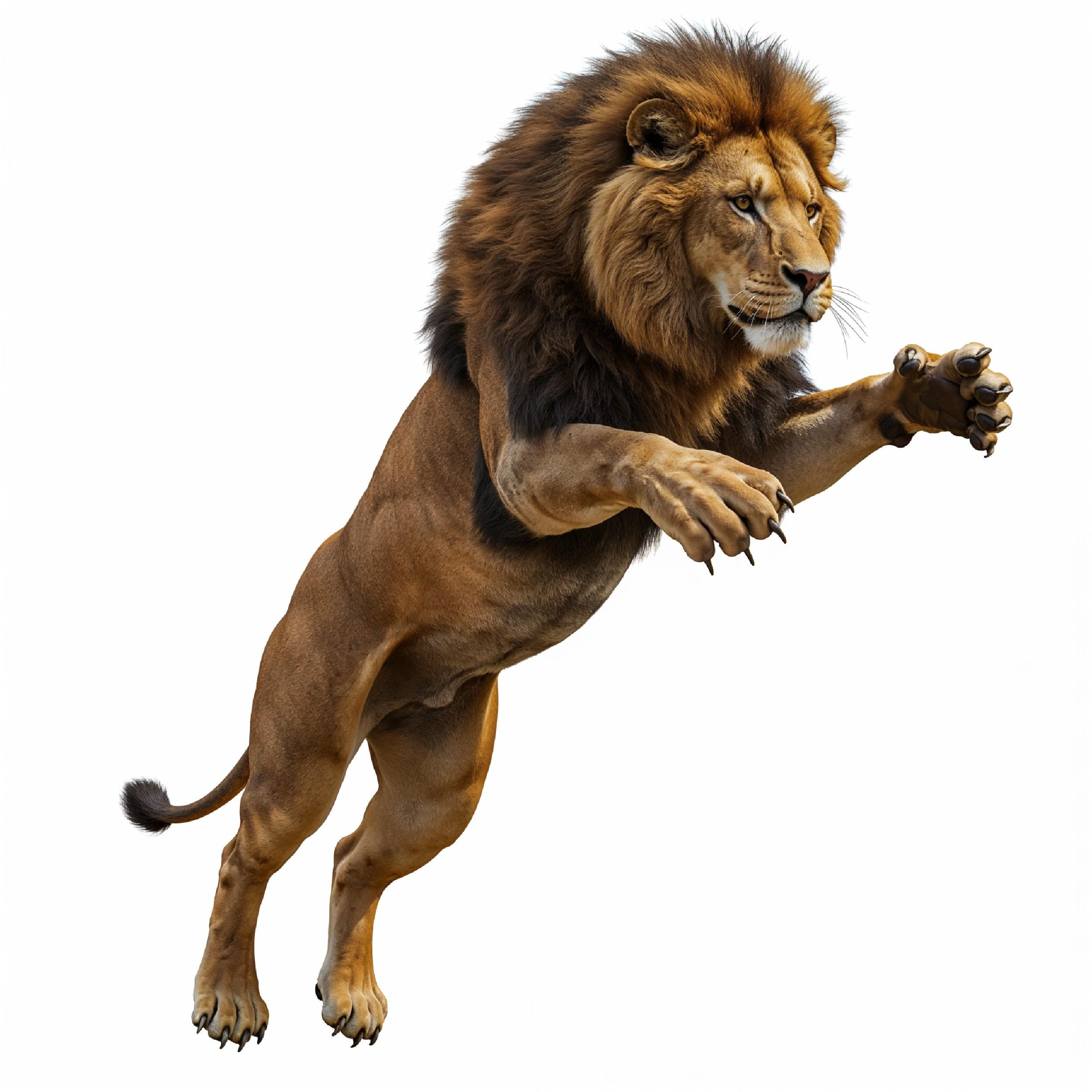 Lion Isolated on White Background Majestic Wildlife Animal Portrait