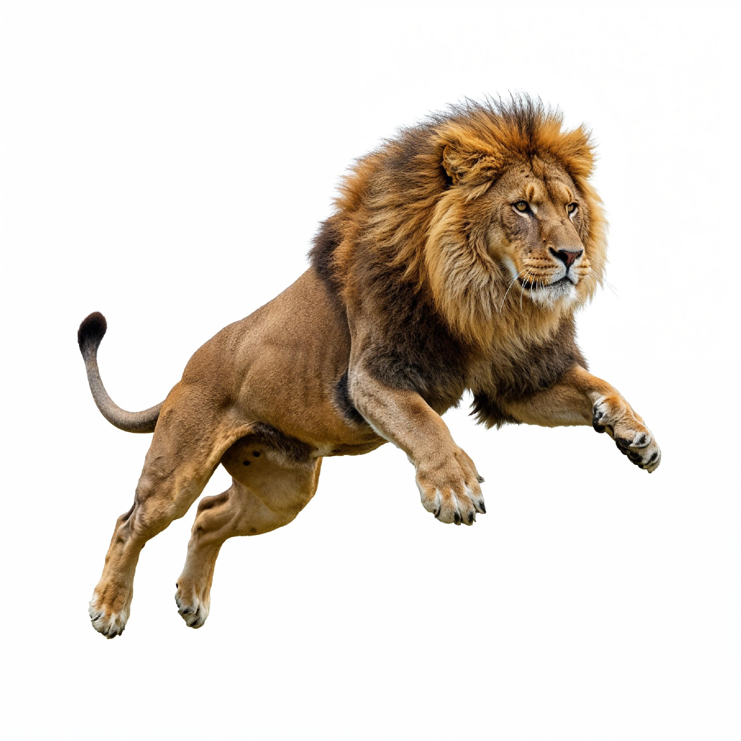Lion Isolated on White Background Majestic Wildlife Animal Portrait