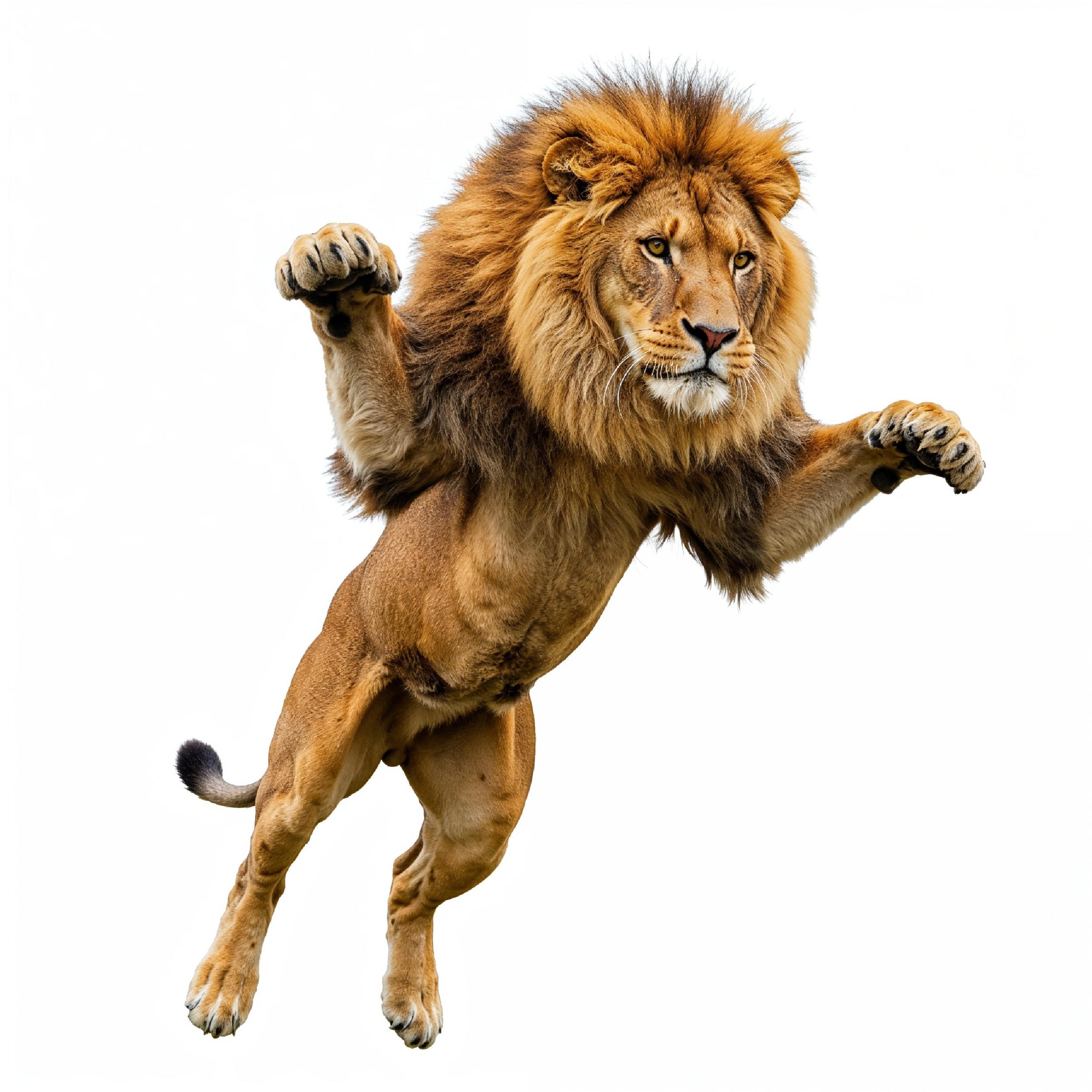 Lion Isolated on White Background Majestic Wildlife Animal Portrait