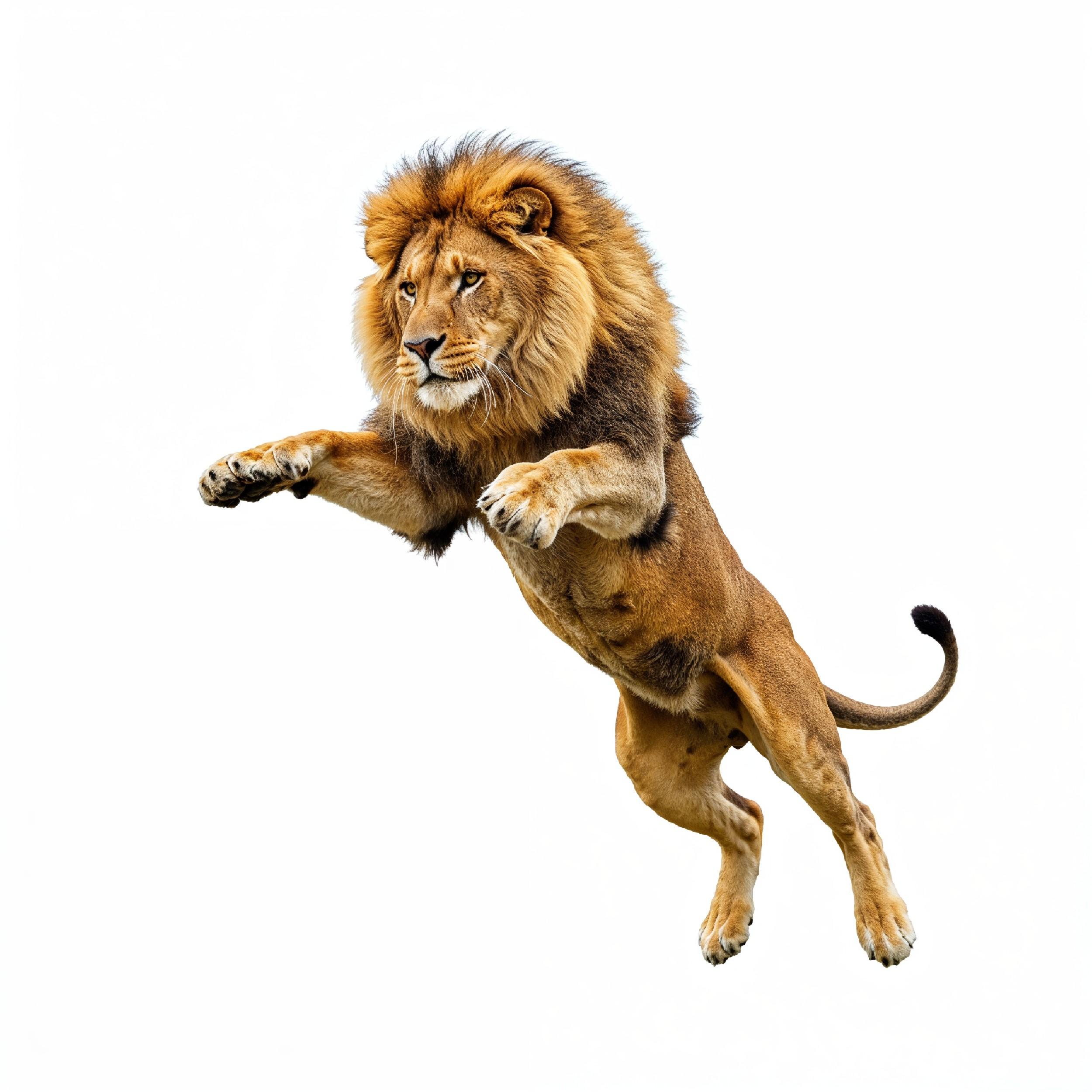 Lion Isolated on White Background Majestic Wildlife Animal Portrait