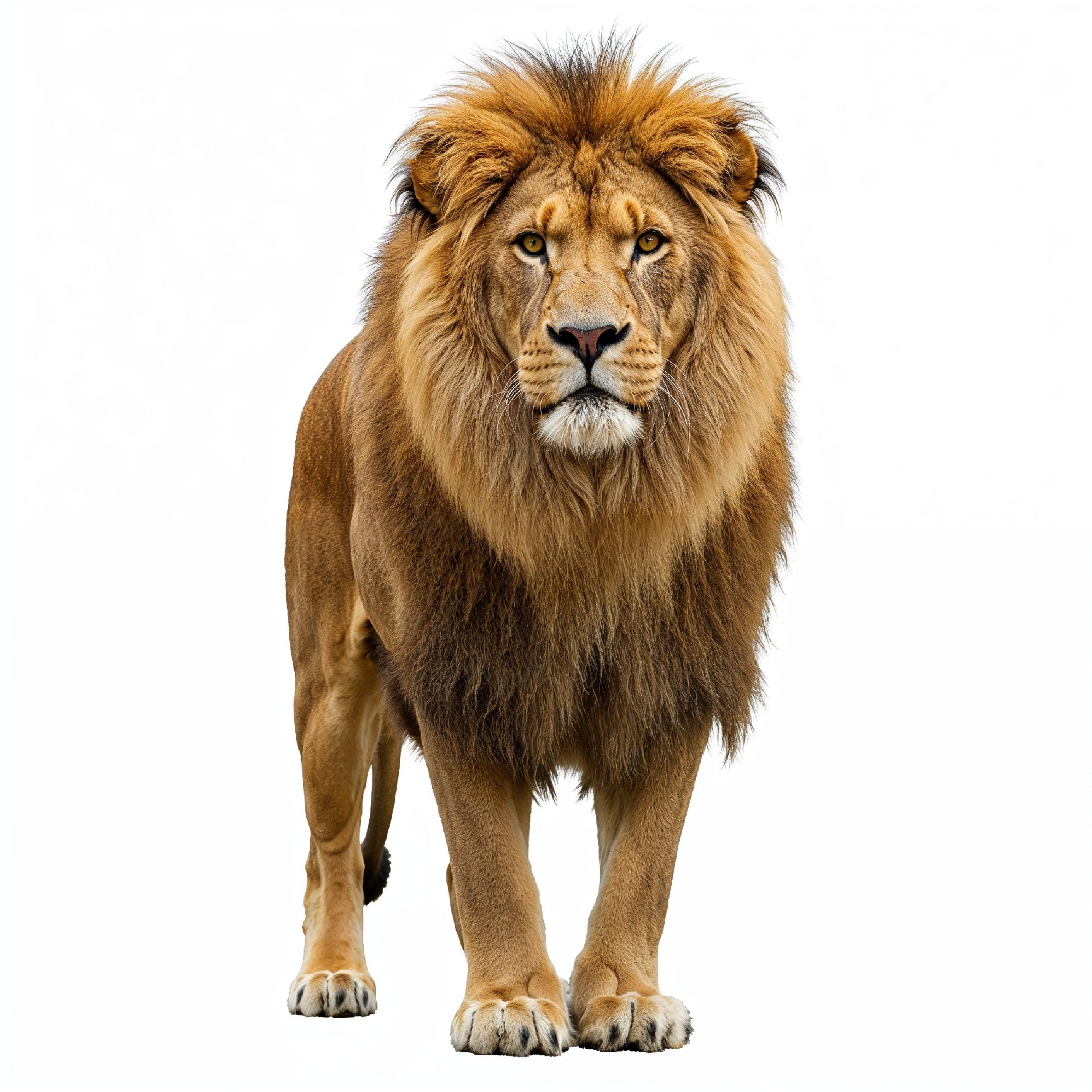 Lion Isolated on White Background Majestic Wildlife Animal Portrait