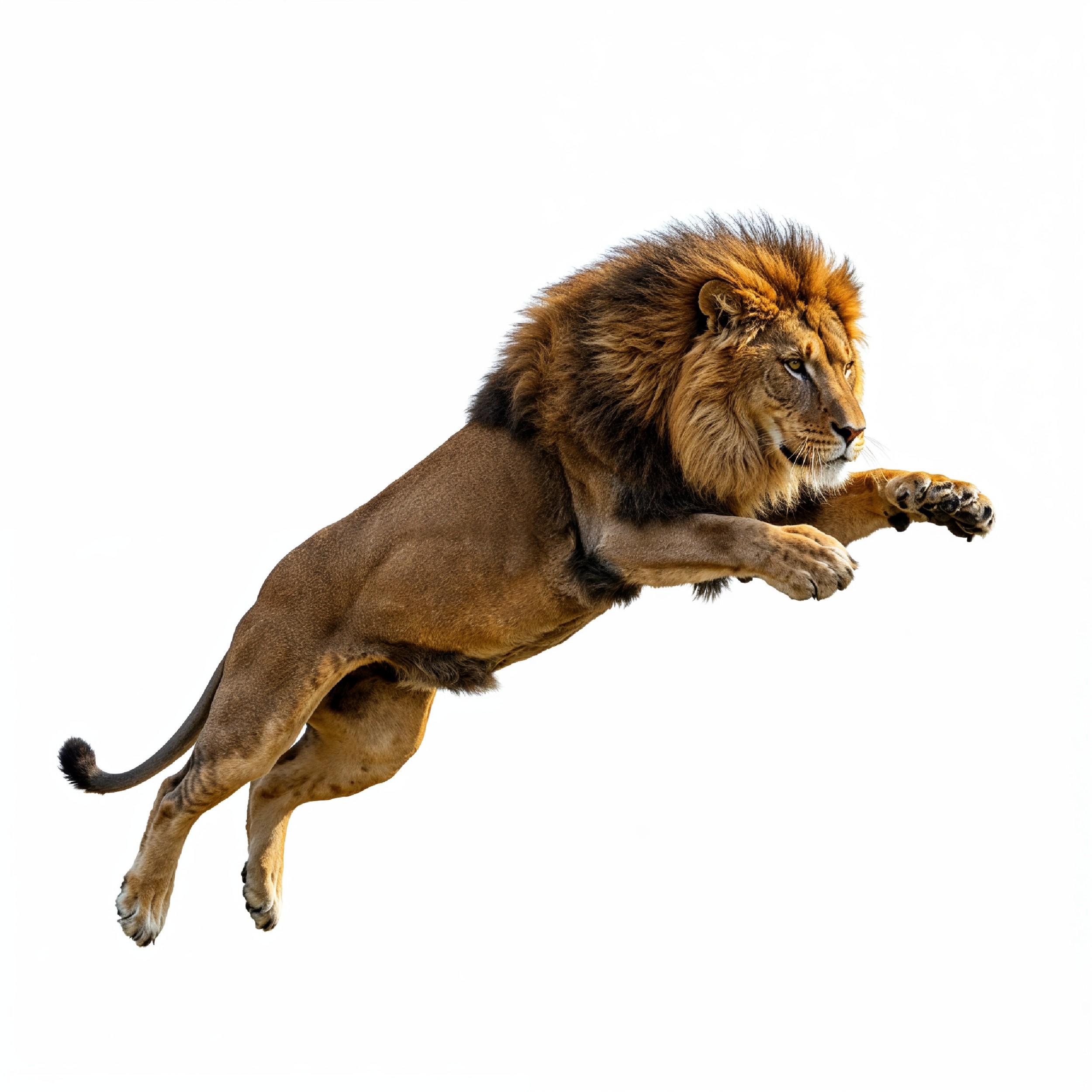Lion Isolated on White Background Majestic Wildlife Animal Portrait