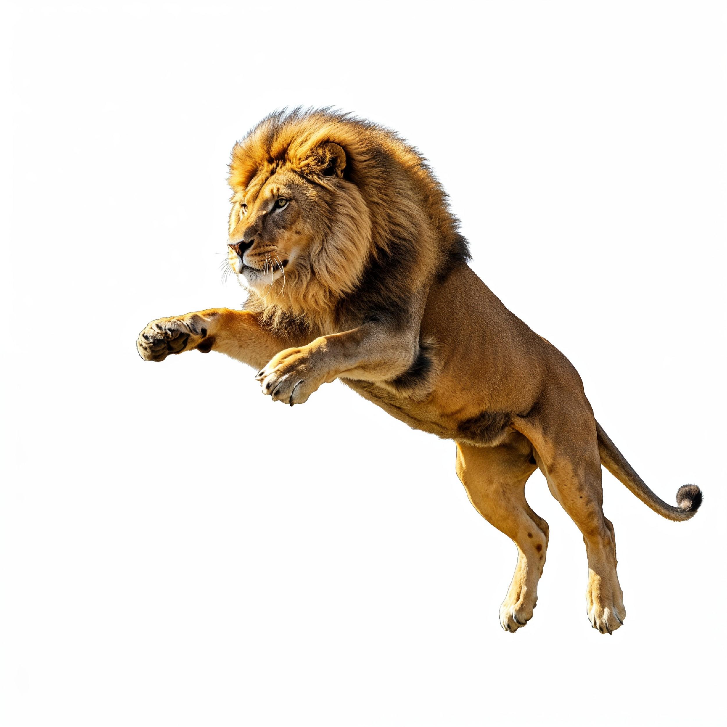 Lion Isolated on White Background Majestic Wildlife Animal Portrait