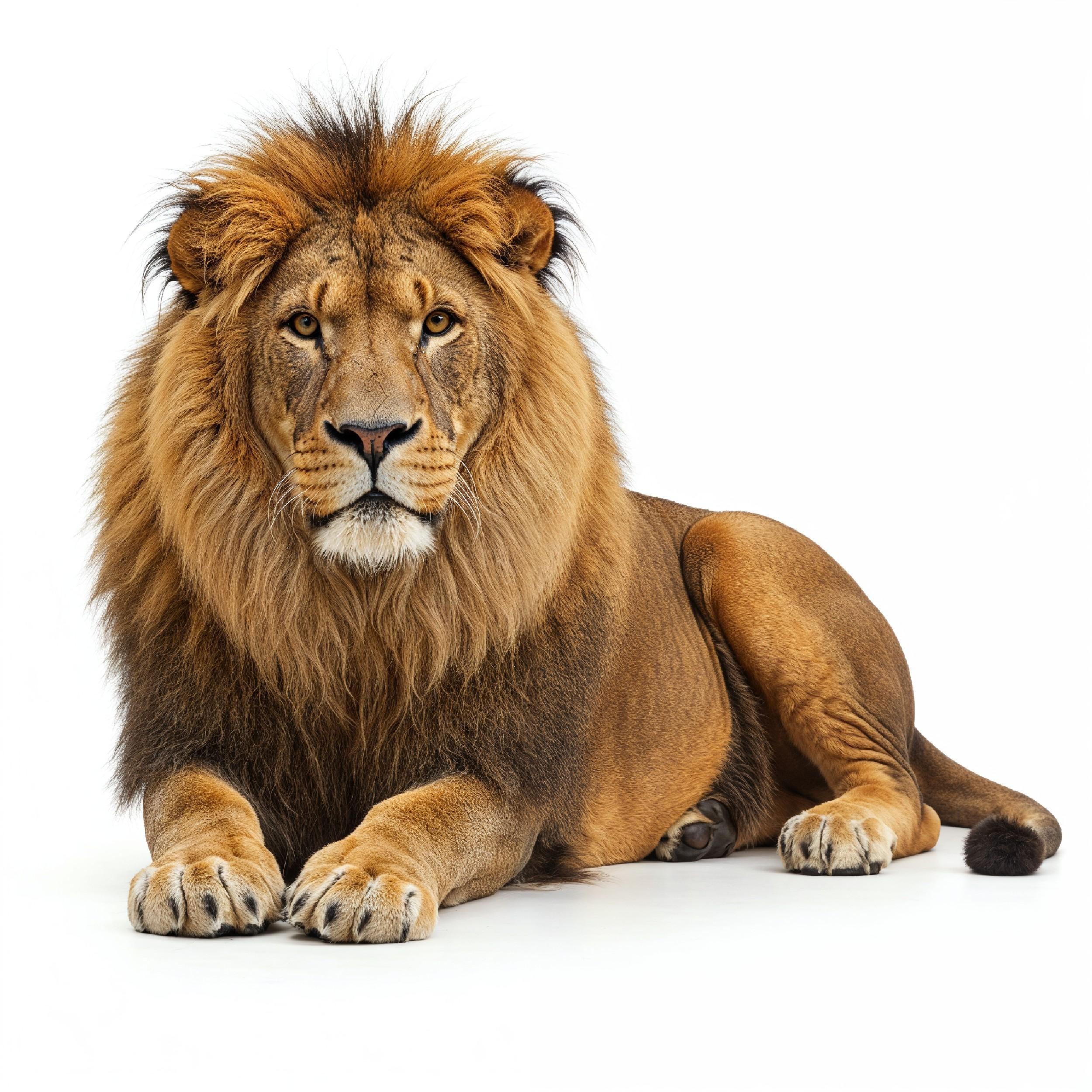Lion Isolated on White Background Majestic Wildlife Animal Portrait