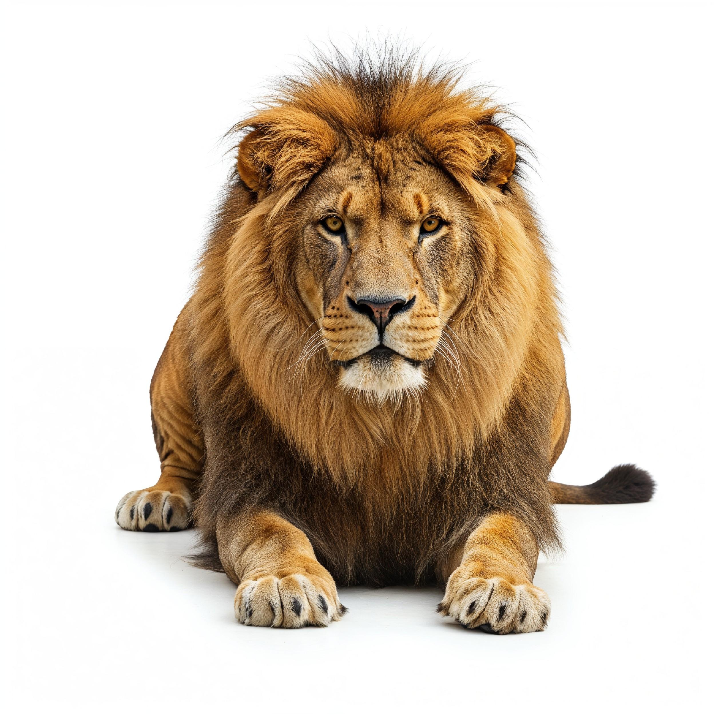 Lion Isolated on White Background Majestic Wildlife Animal Portrait