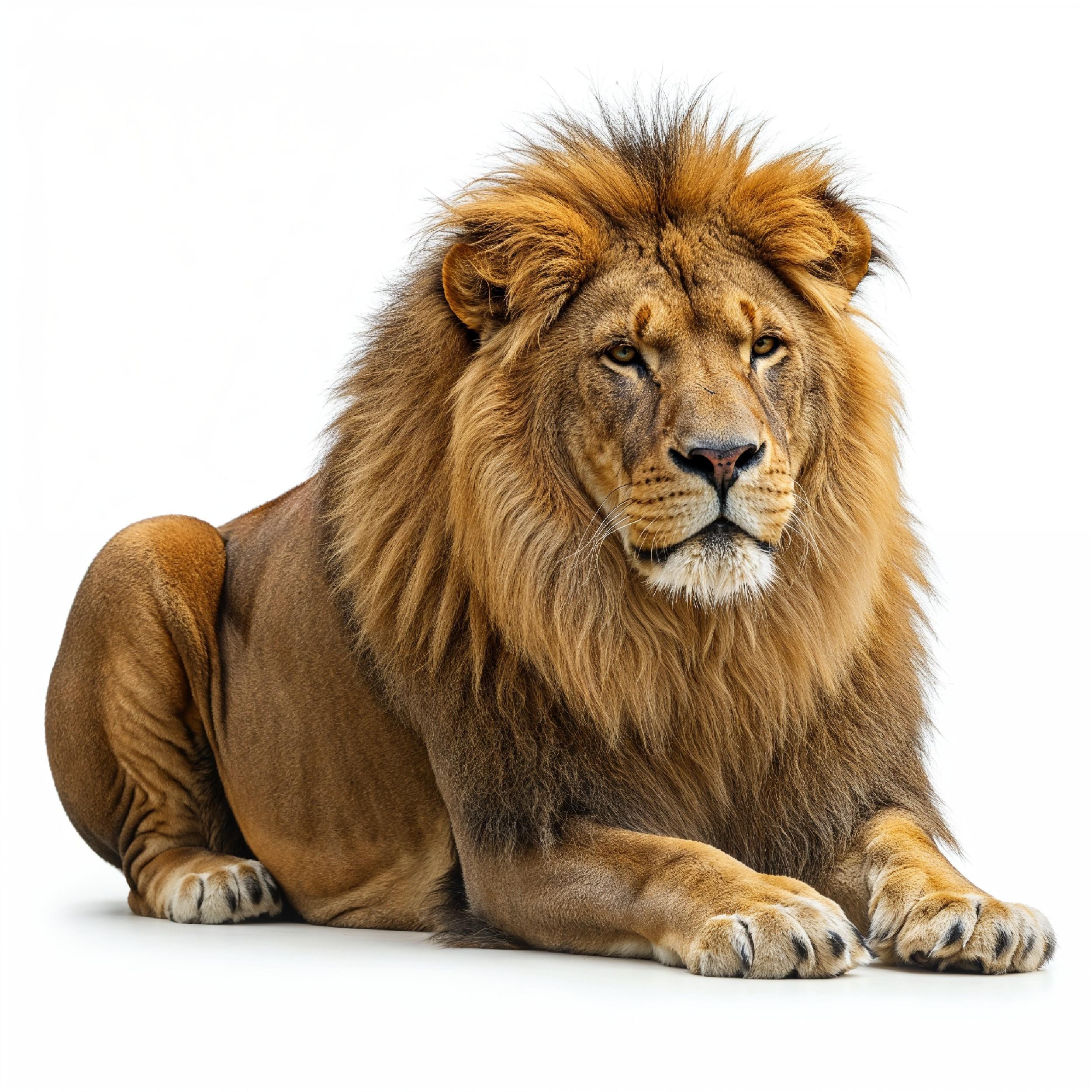 Lion Isolated on White Background Majestic Wildlife Animal Portrait
