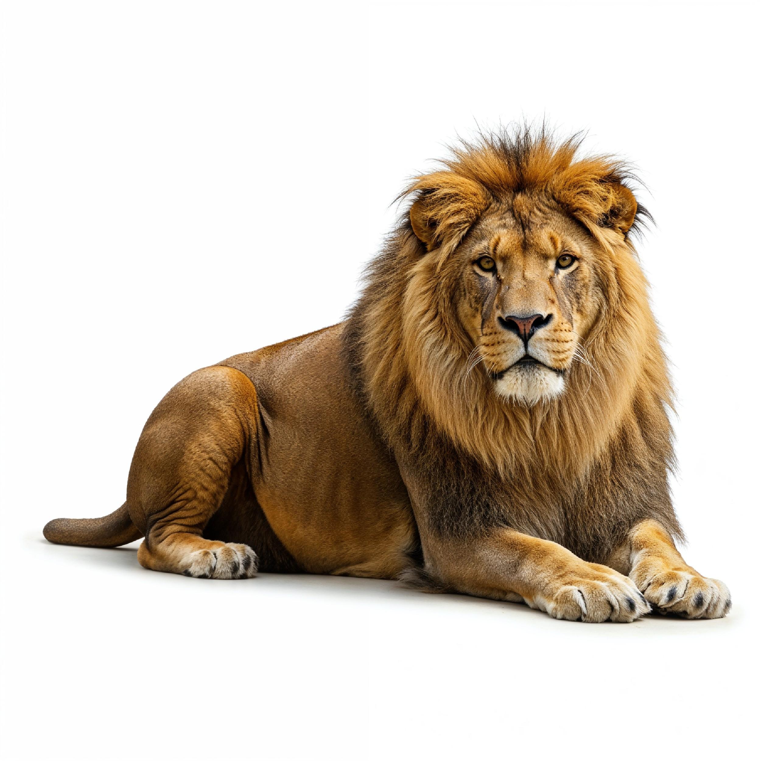 Lion Isolated on White Background Majestic Wildlife Animal Portrait