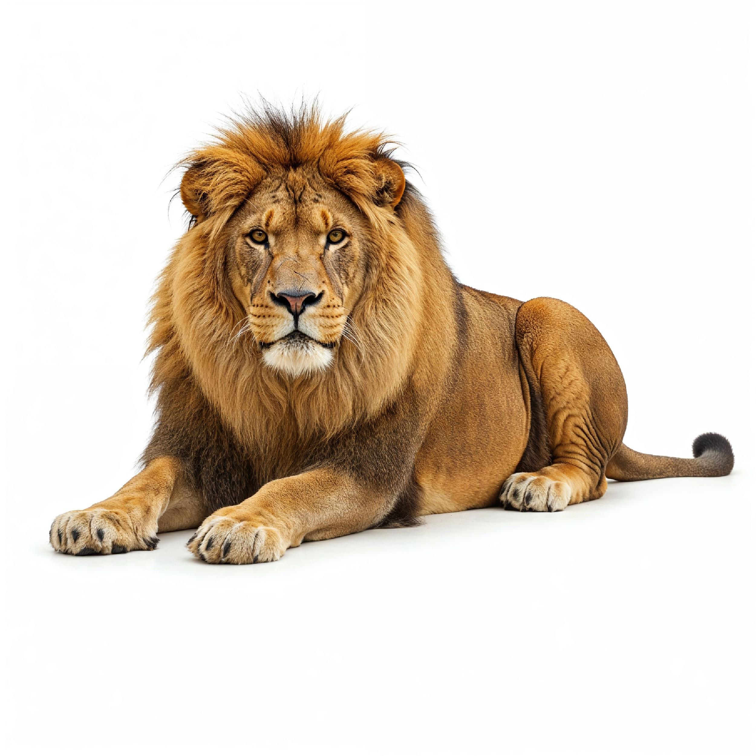 Lion Isolated on White Background Majestic Wildlife Animal Portrait
