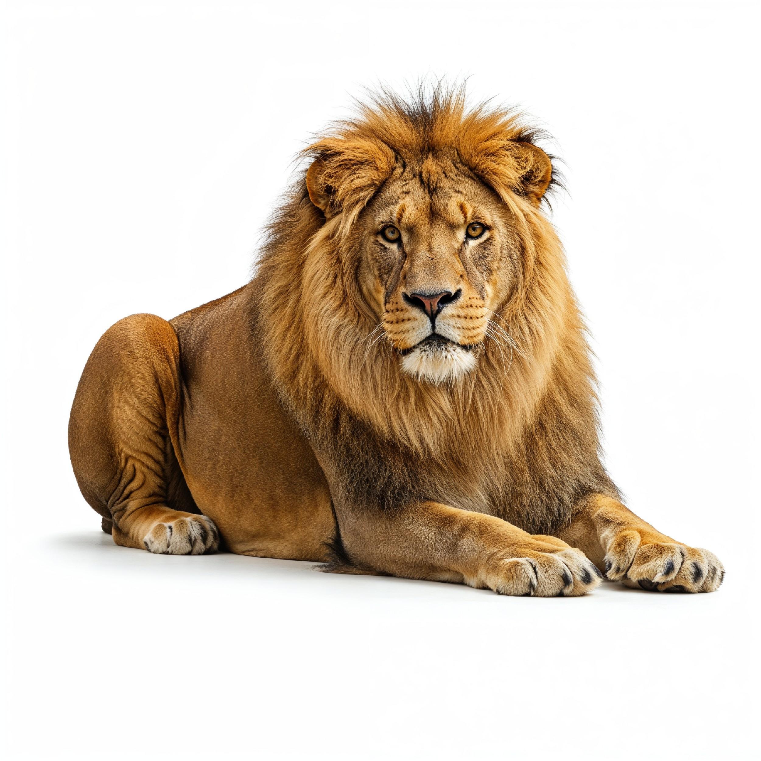 Lion Isolated on White Background Majestic Wildlife Animal Portrait