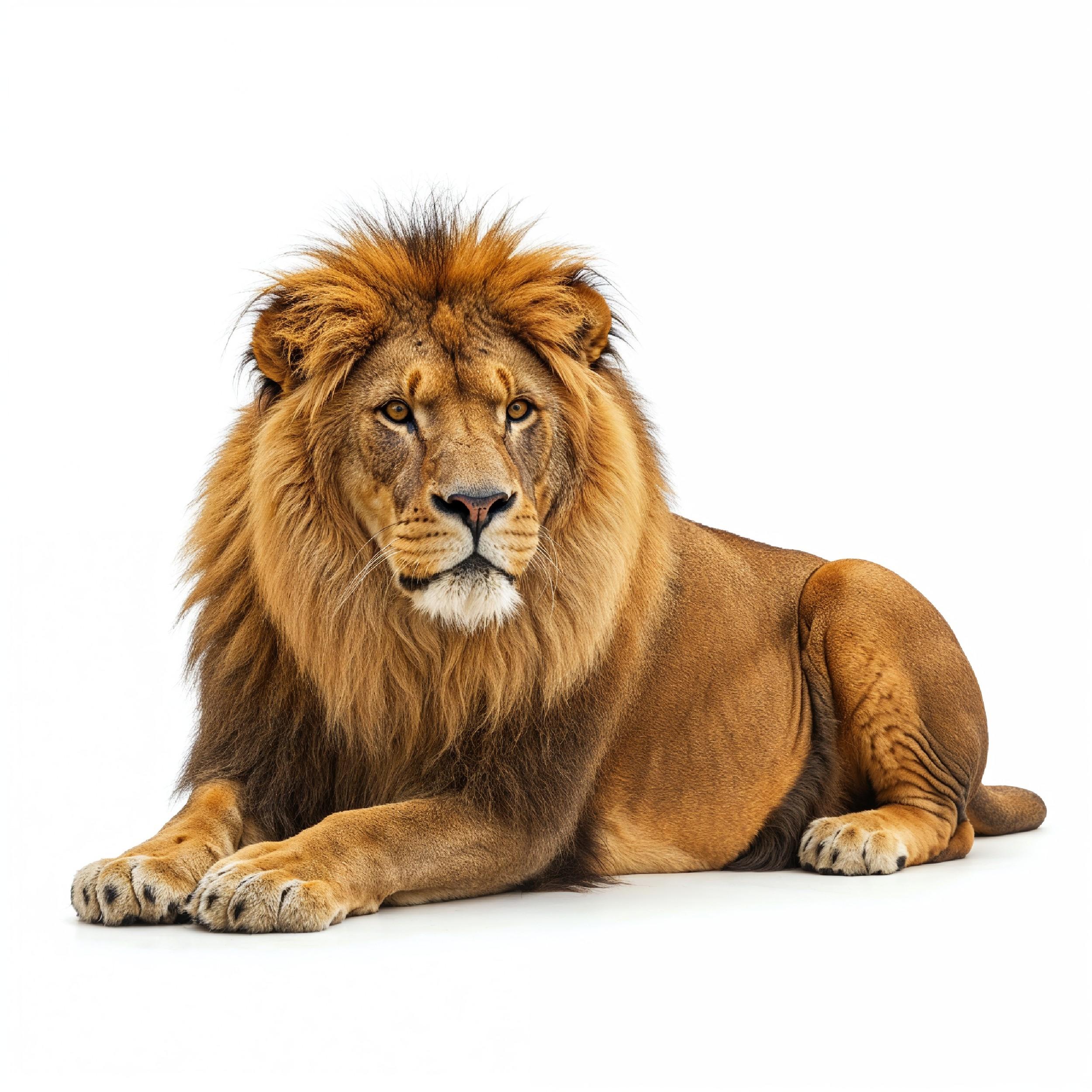 Lion Isolated on White Background Majestic Wildlife Animal Portrait