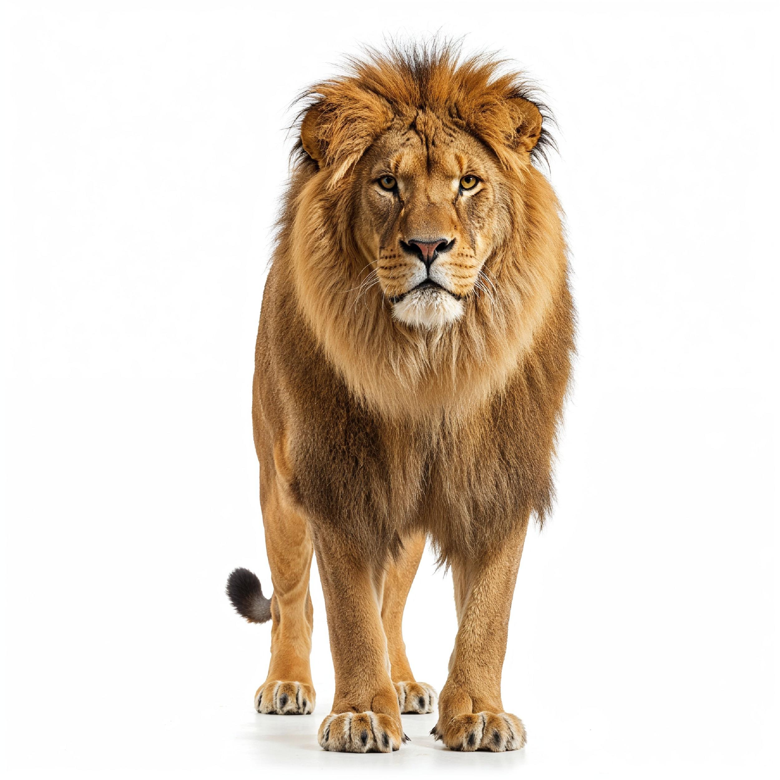 Lion Isolated on White Background Majestic Wildlife Animal Portrait