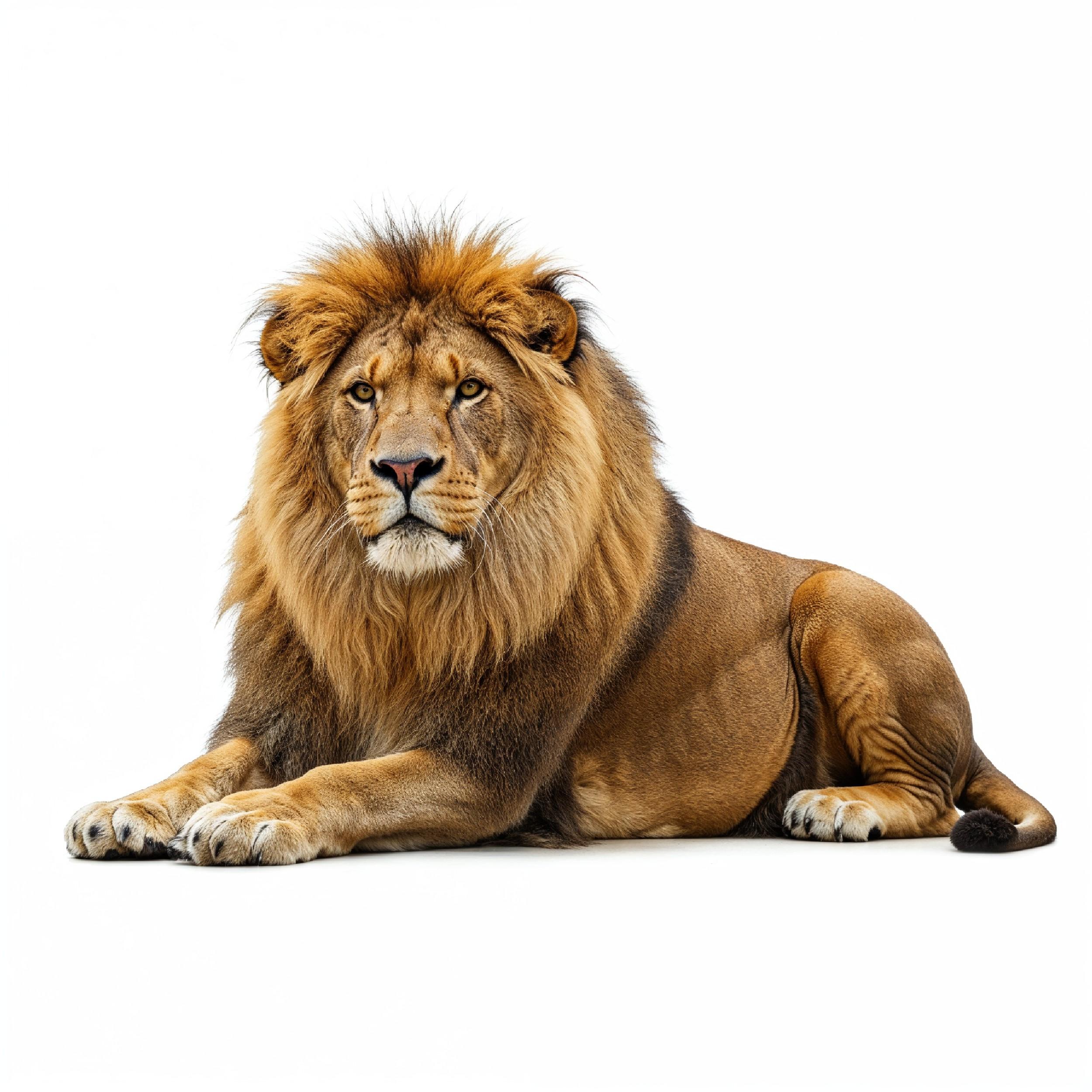 Lion Isolated on White Background Majestic Wildlife Animal Portrait