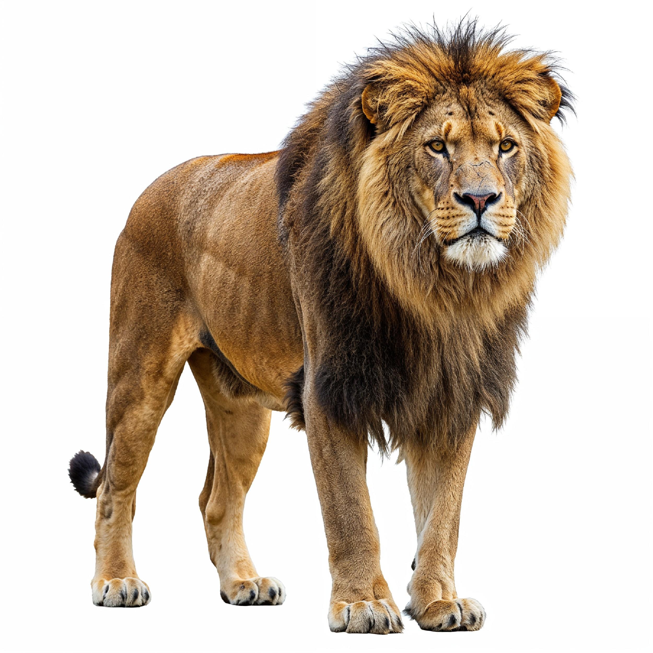 Lion Isolated on White Background Majestic Wildlife Animal Portrait
