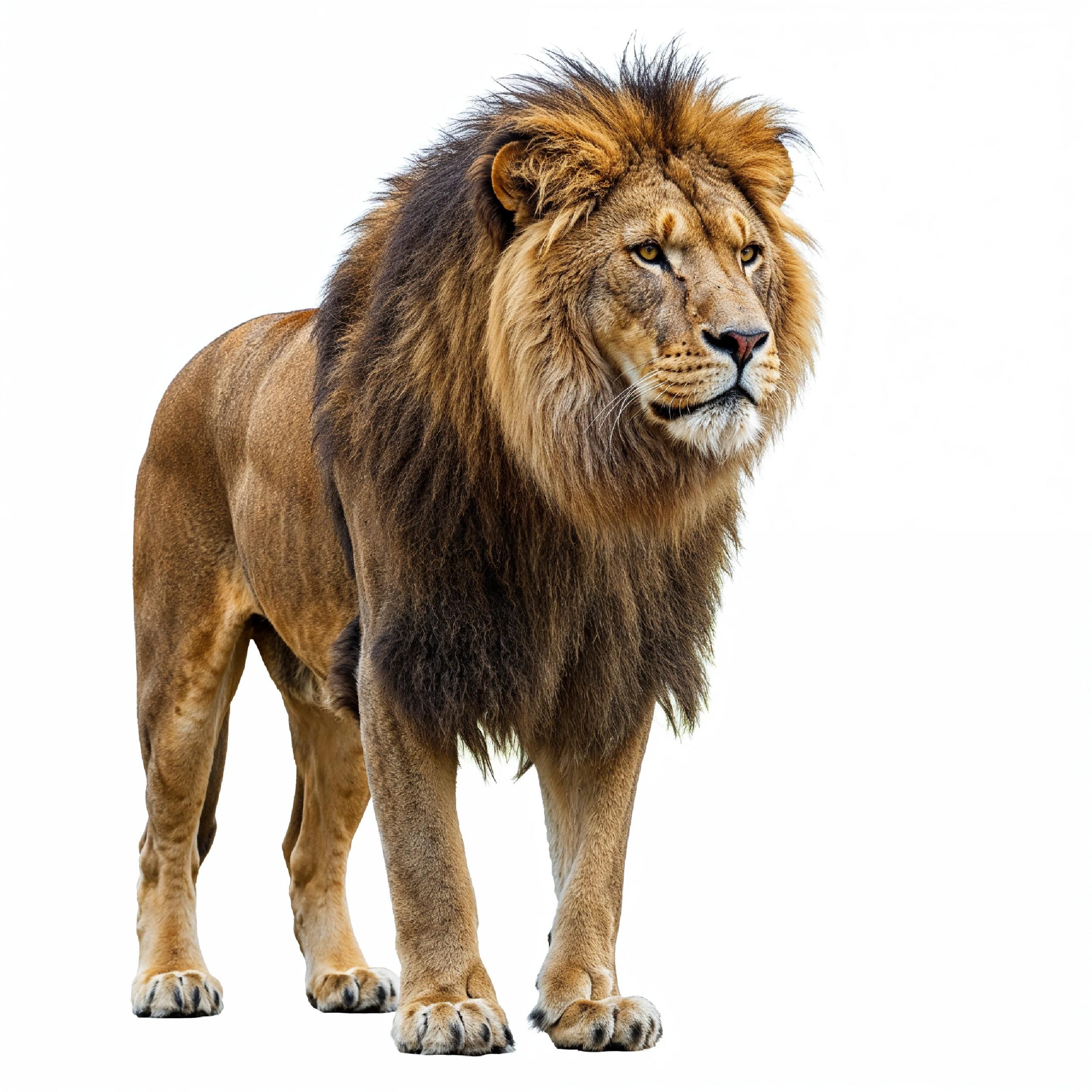 Lion Isolated on White Background Majestic Wildlife Animal Portrait