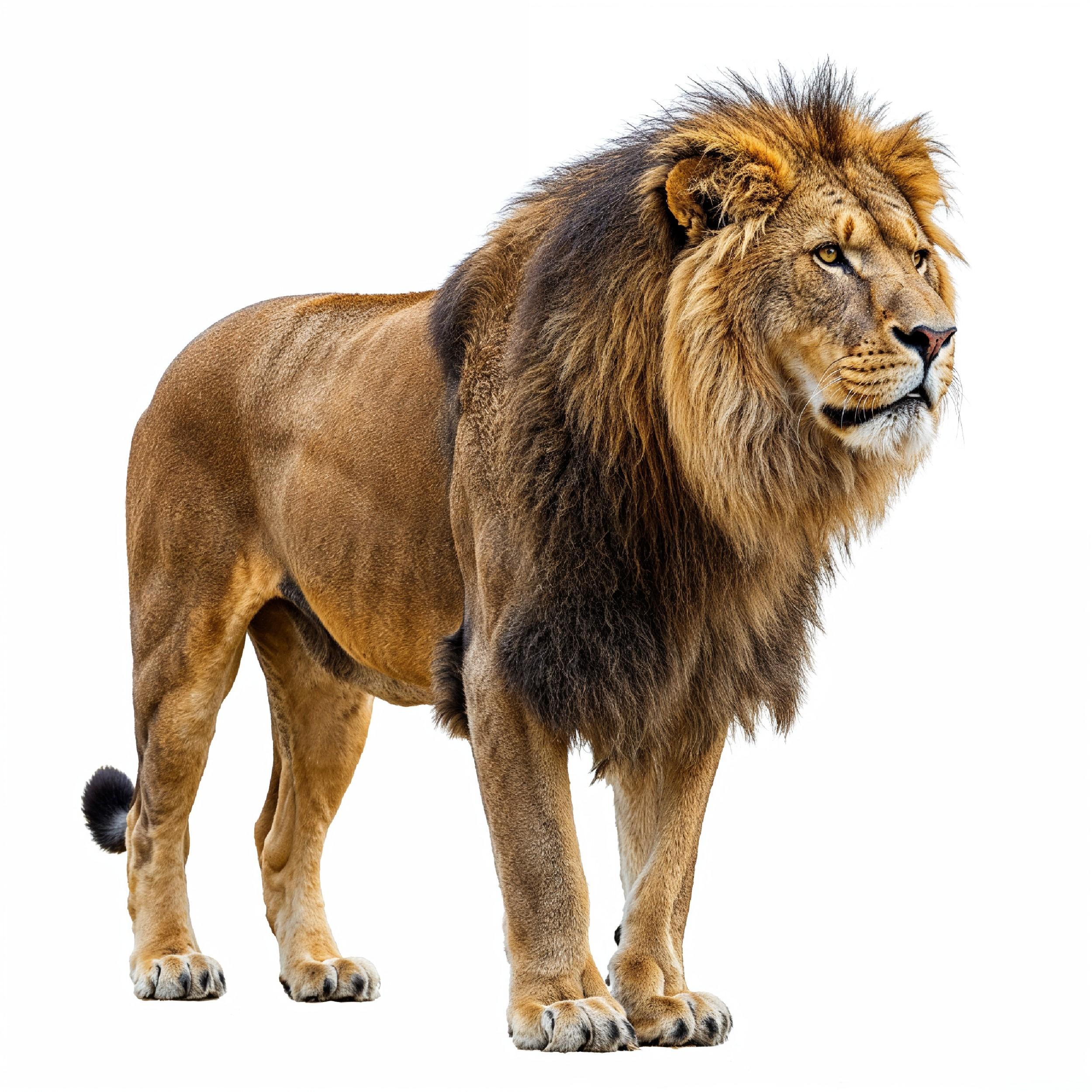 Lion Isolated on White Background Majestic Wildlife Animal Portrait