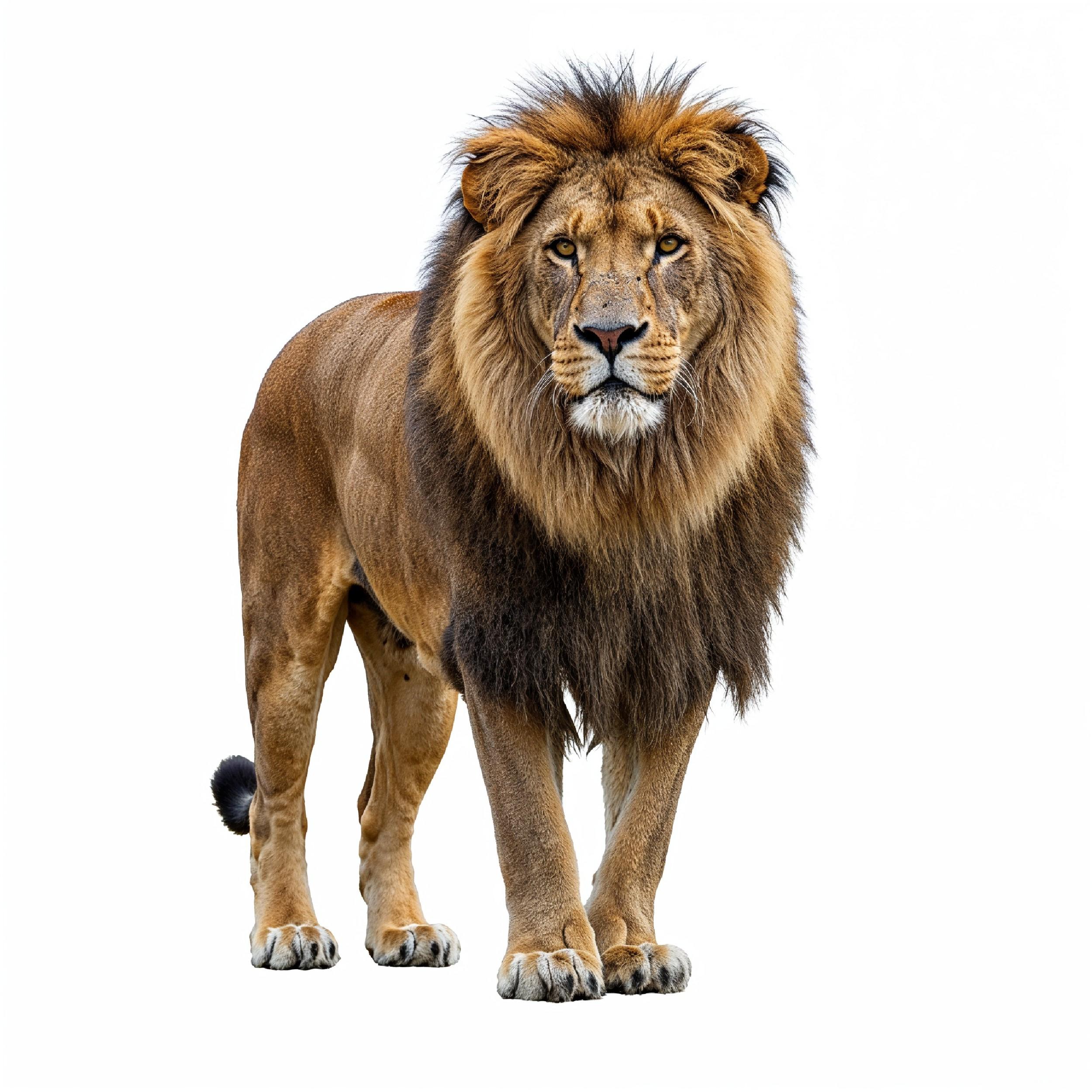 Lion Isolated on White Background Majestic Wildlife Animal Portrait