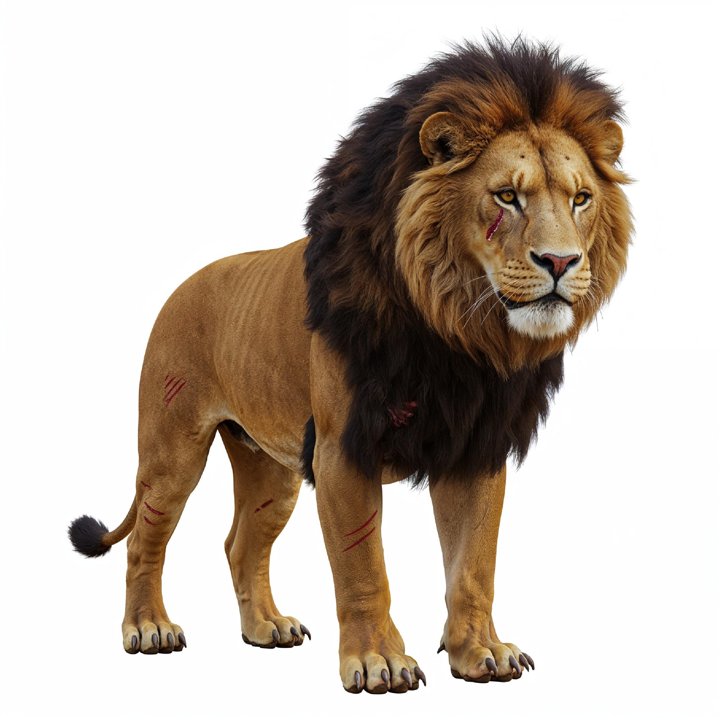 Lion Isolated on White Background Majestic Wildlife Animal Portrait
